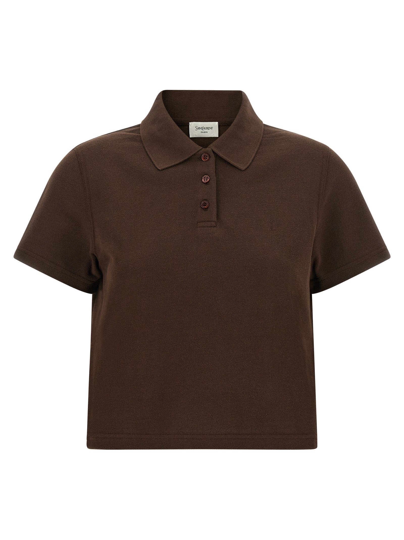 Saint Laurent 'Cassandre' Crop Polo Shirt