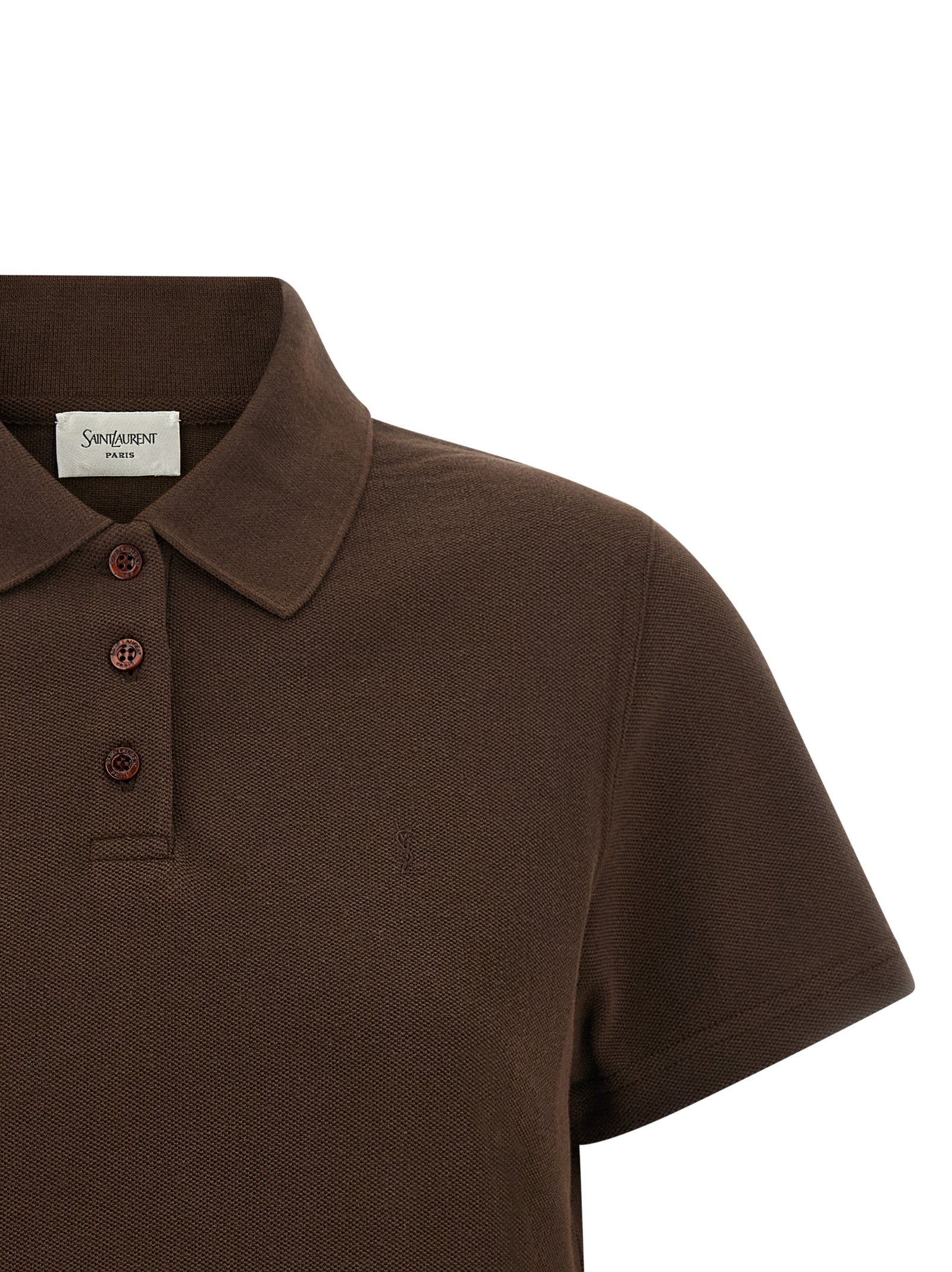 Saint Laurent 'Cassandre' Crop Polo Shirt