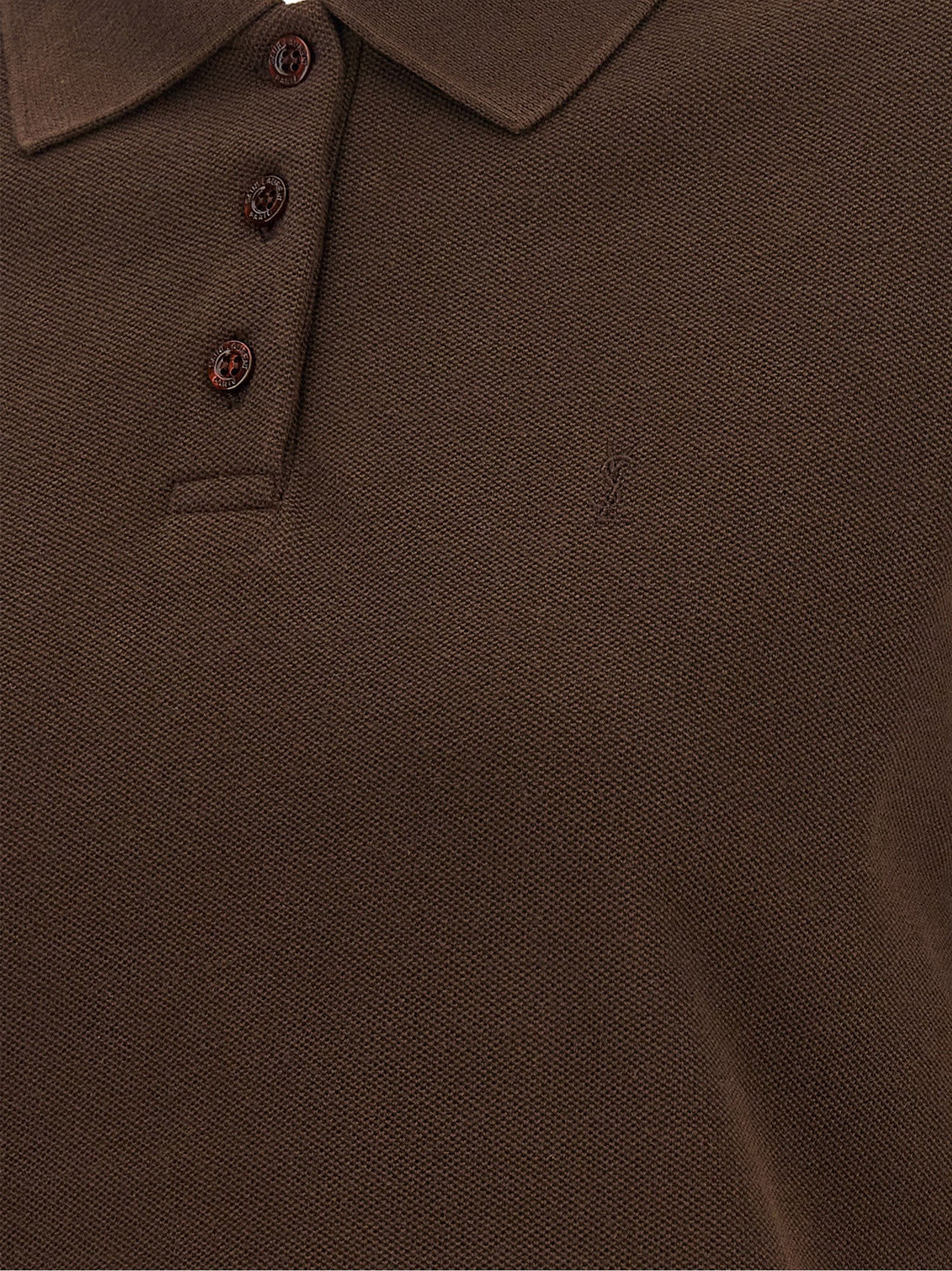 Saint Laurent 'Cassandre' Crop Polo Shirt