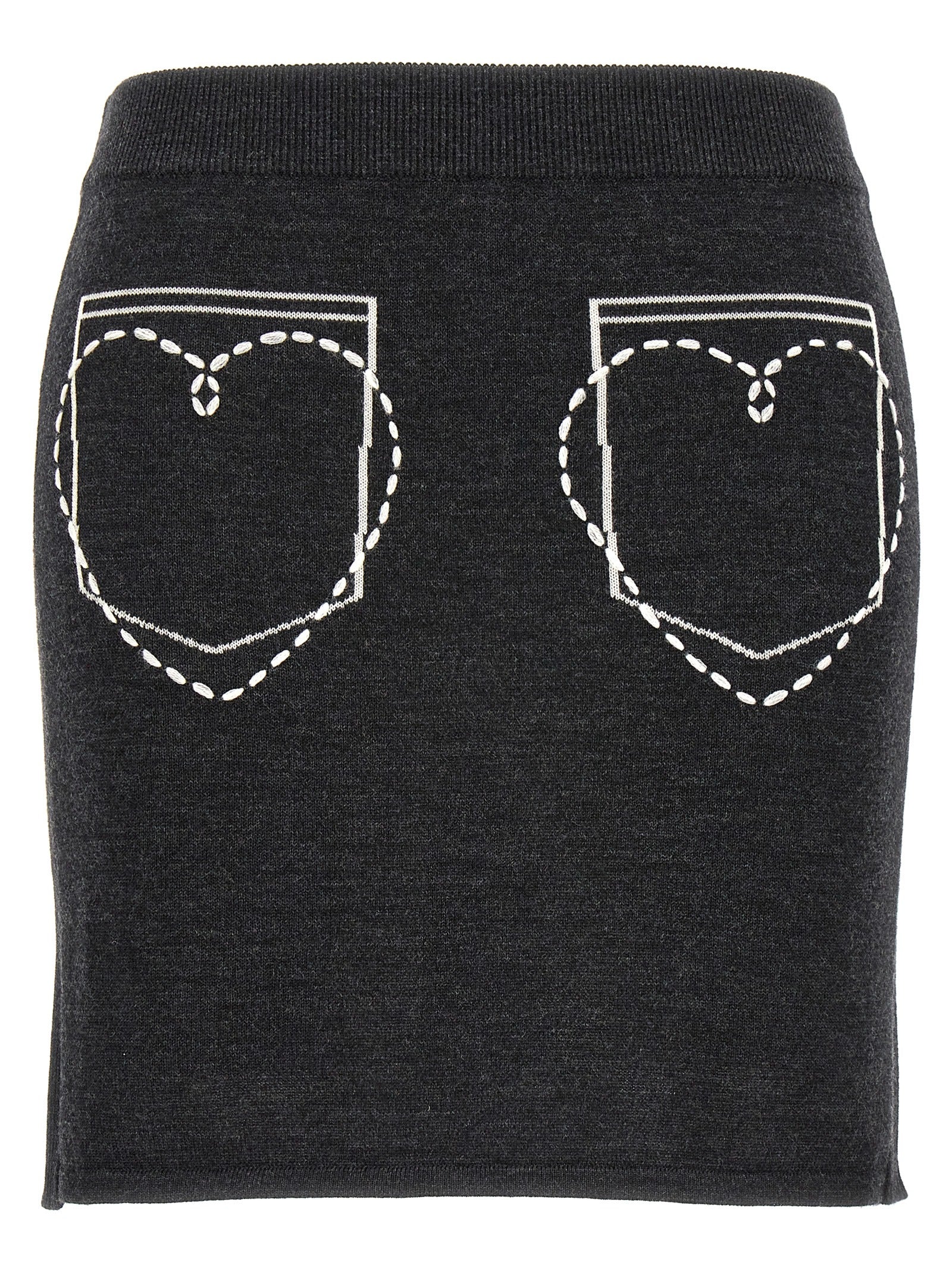 Mo5Ch1No Jeans Contrast Embroidery Skirt