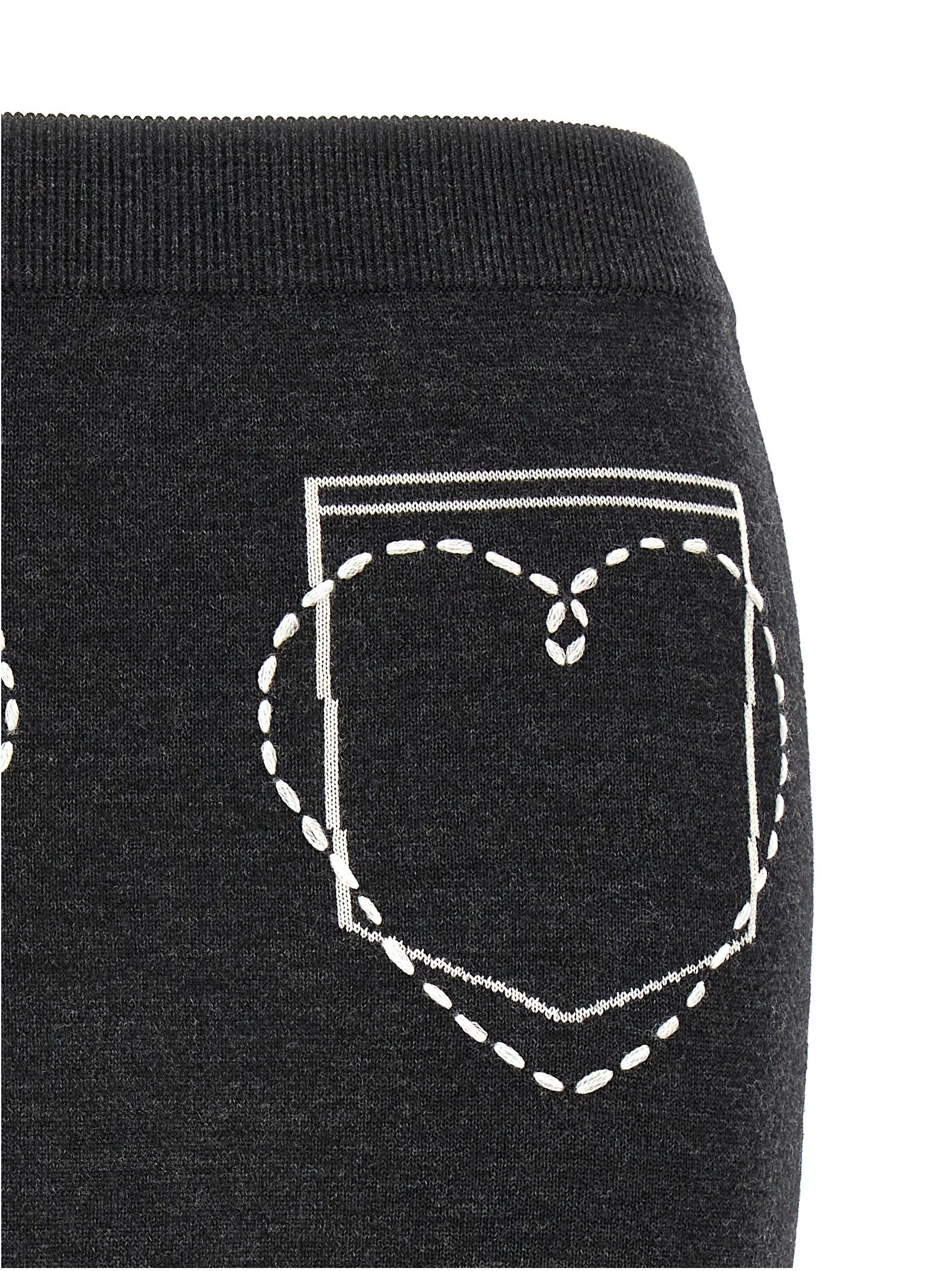 Mo5Ch1No Jeans Contrast Embroidery Skirt