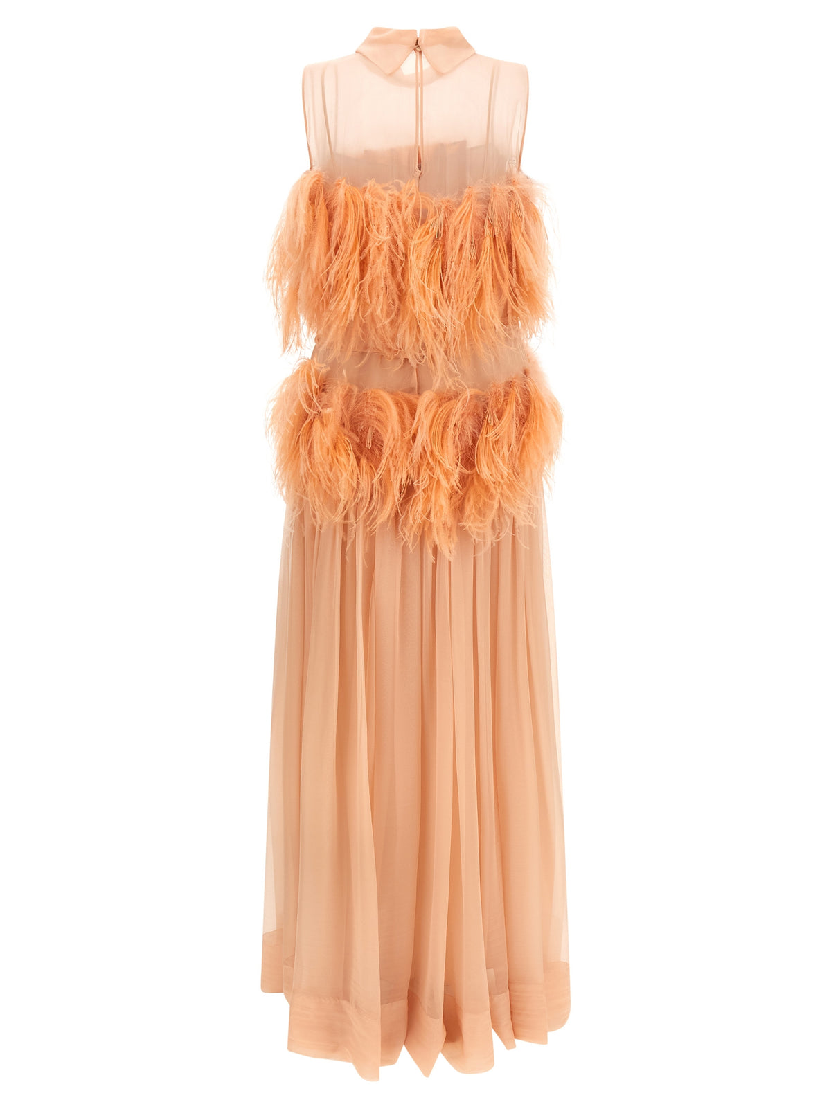 Alberta Ferretti Chiffon And Feather Dress