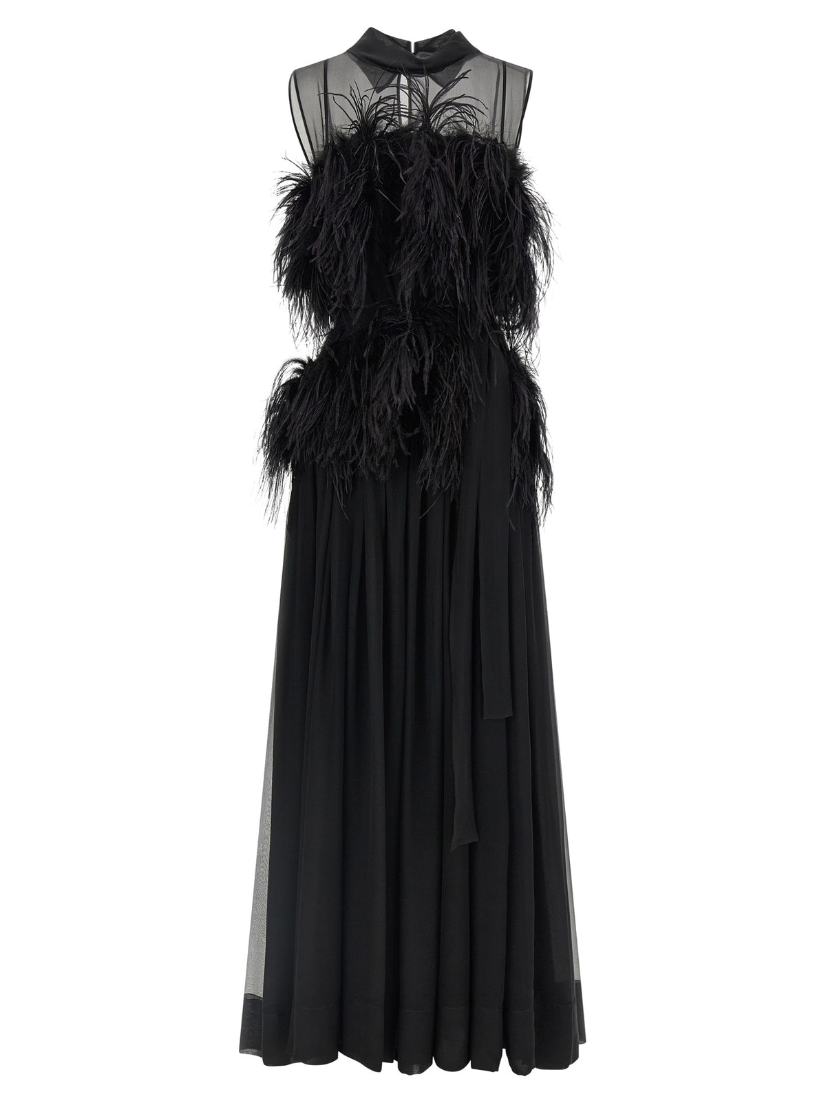 Alberta Ferretti Chiffon And Feather Dress