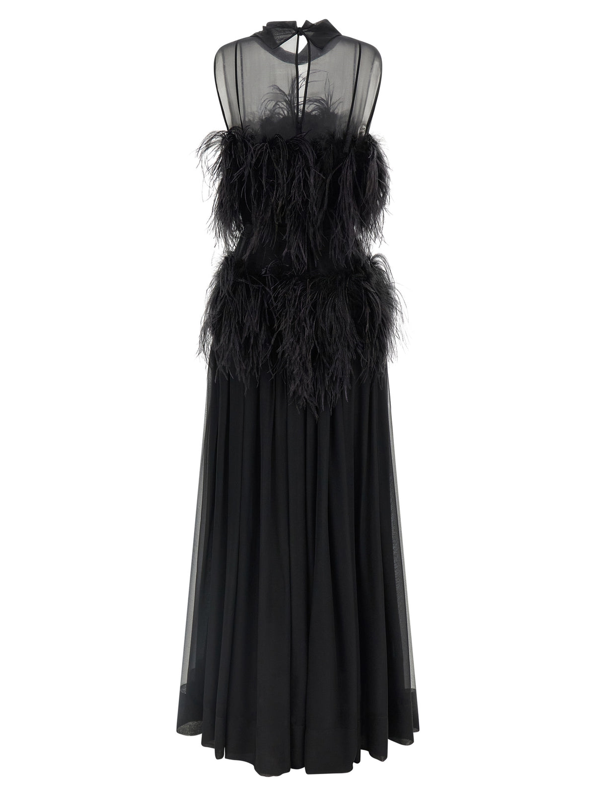Alberta Ferretti Chiffon And Feather Dress
