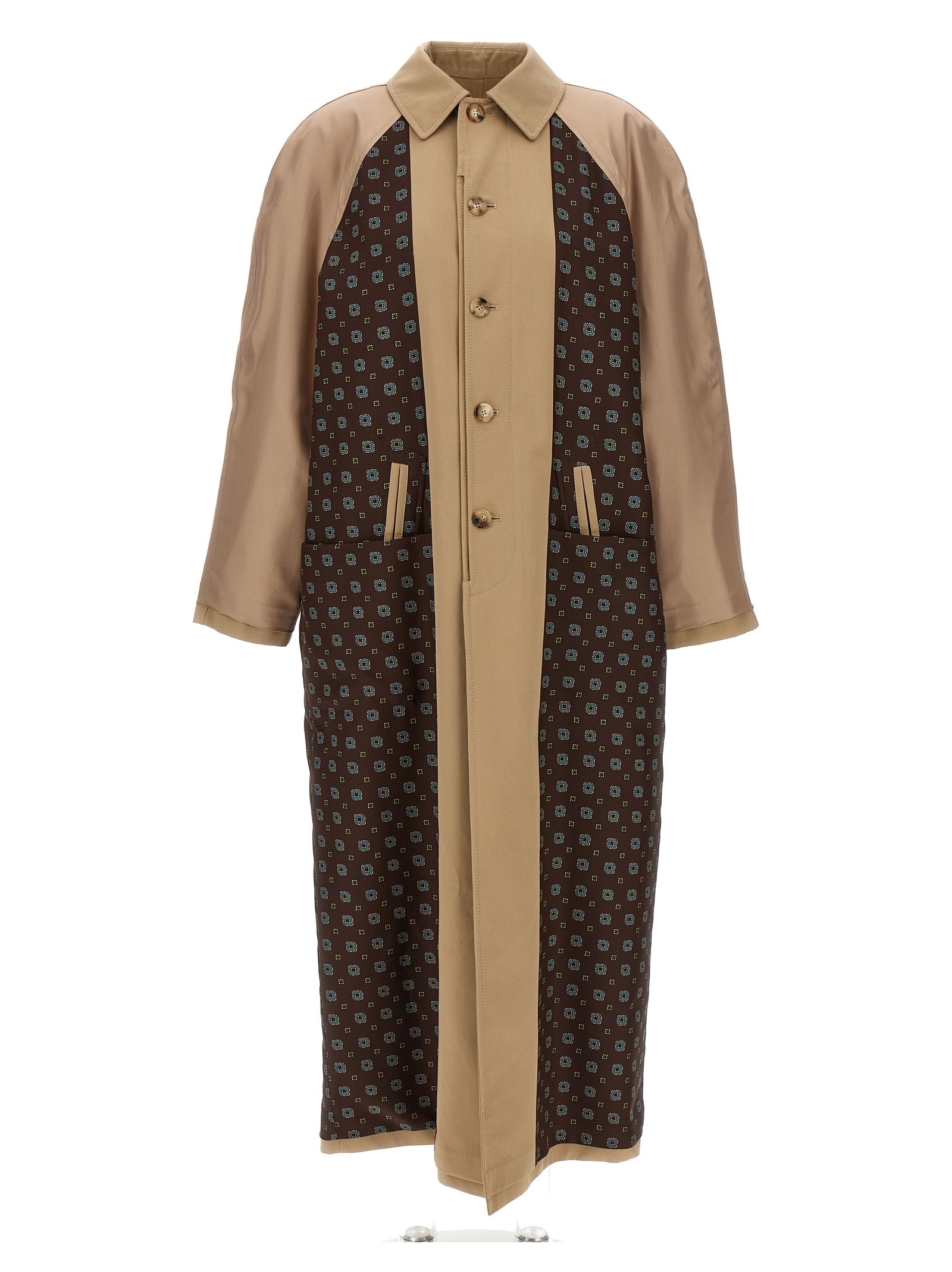 Moschino Long Trench Coat With Patterned Inserts