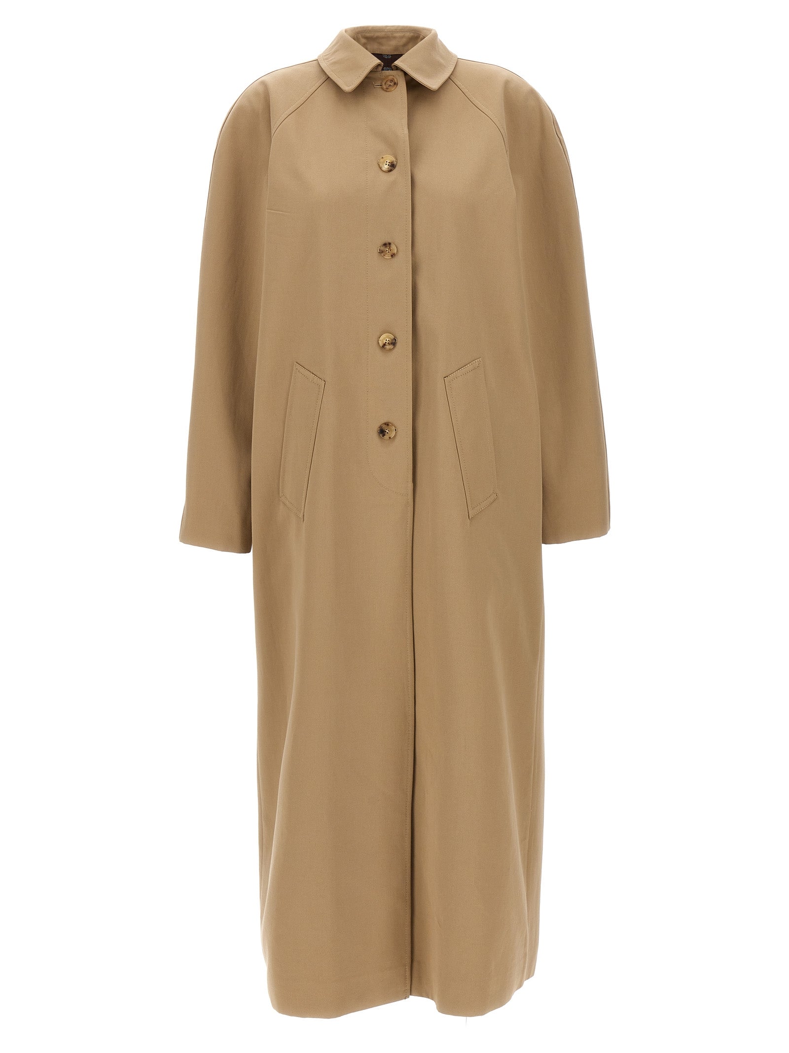 Moschino Long Trench Coat With Patterned Inserts