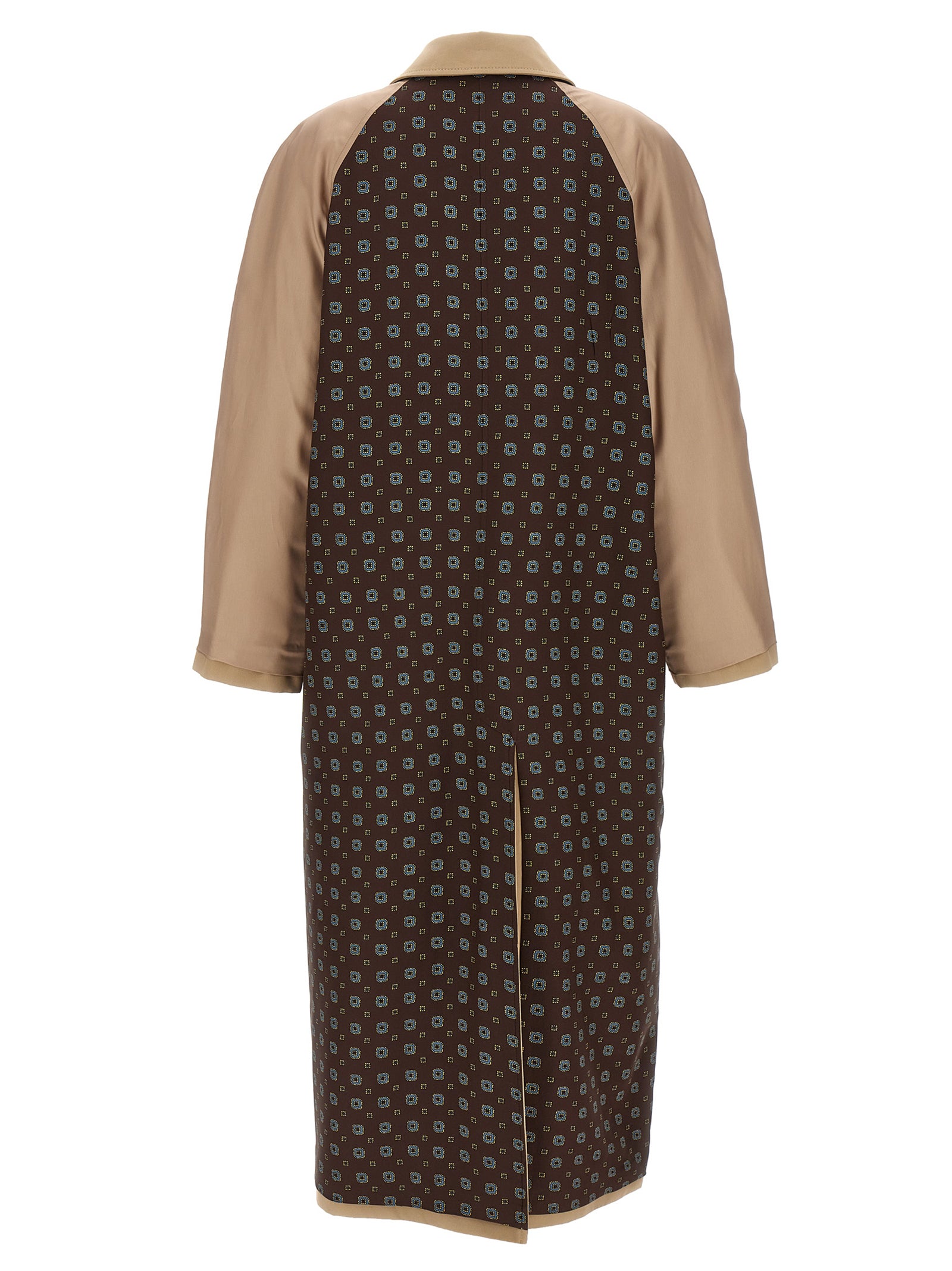 Moschino Long Trench Coat With Patterned Inserts