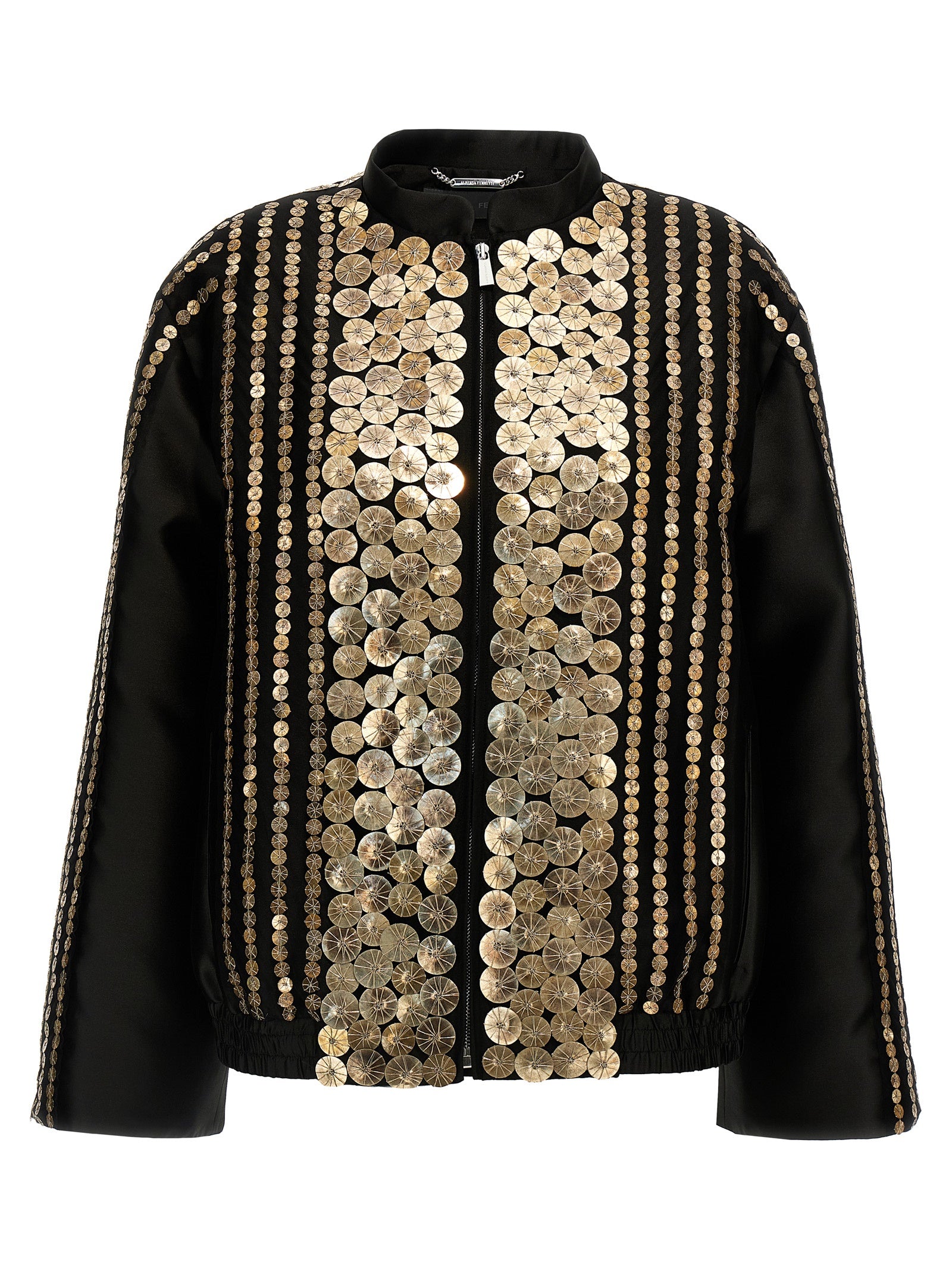 Alberta Ferretti Sequin Satin Bomber Jacket