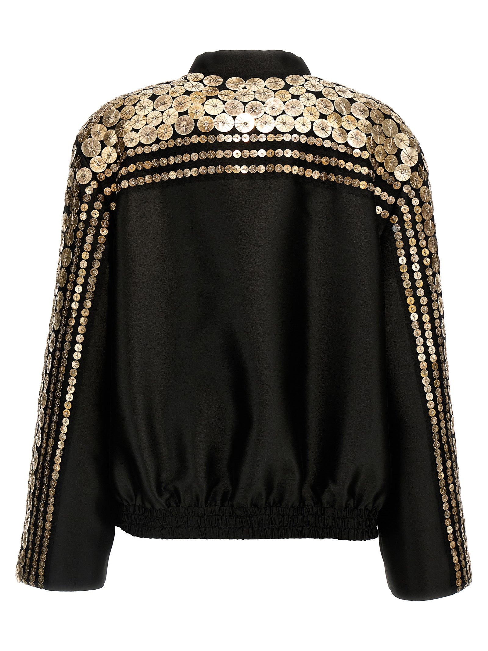 Alberta Ferretti Sequin Satin Bomber Jacket