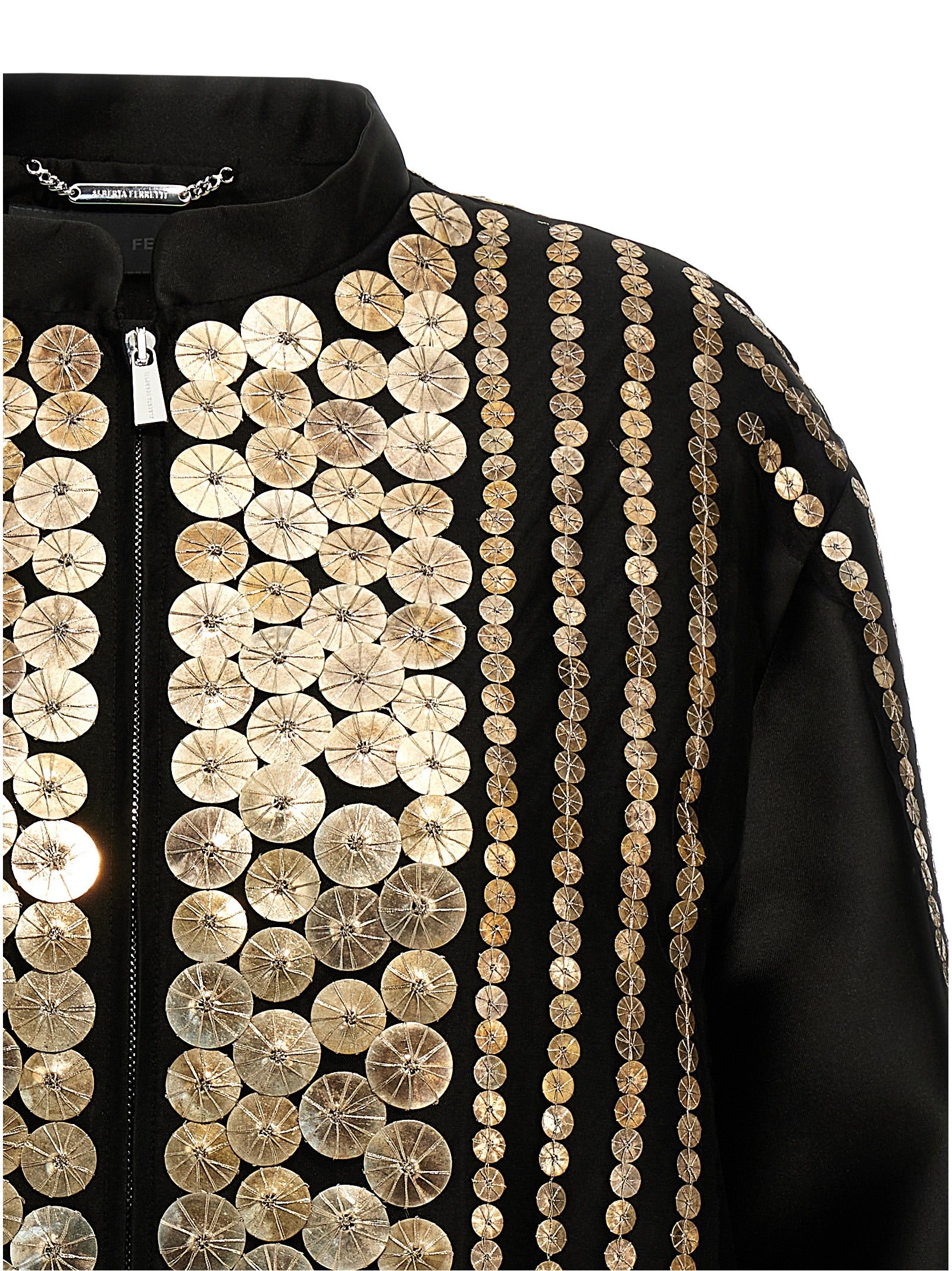 Alberta Ferretti Sequin Satin Bomber Jacket