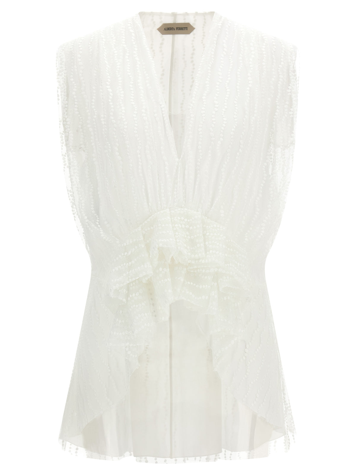 Alberta Ferretti Asymmetrical Tulle Top