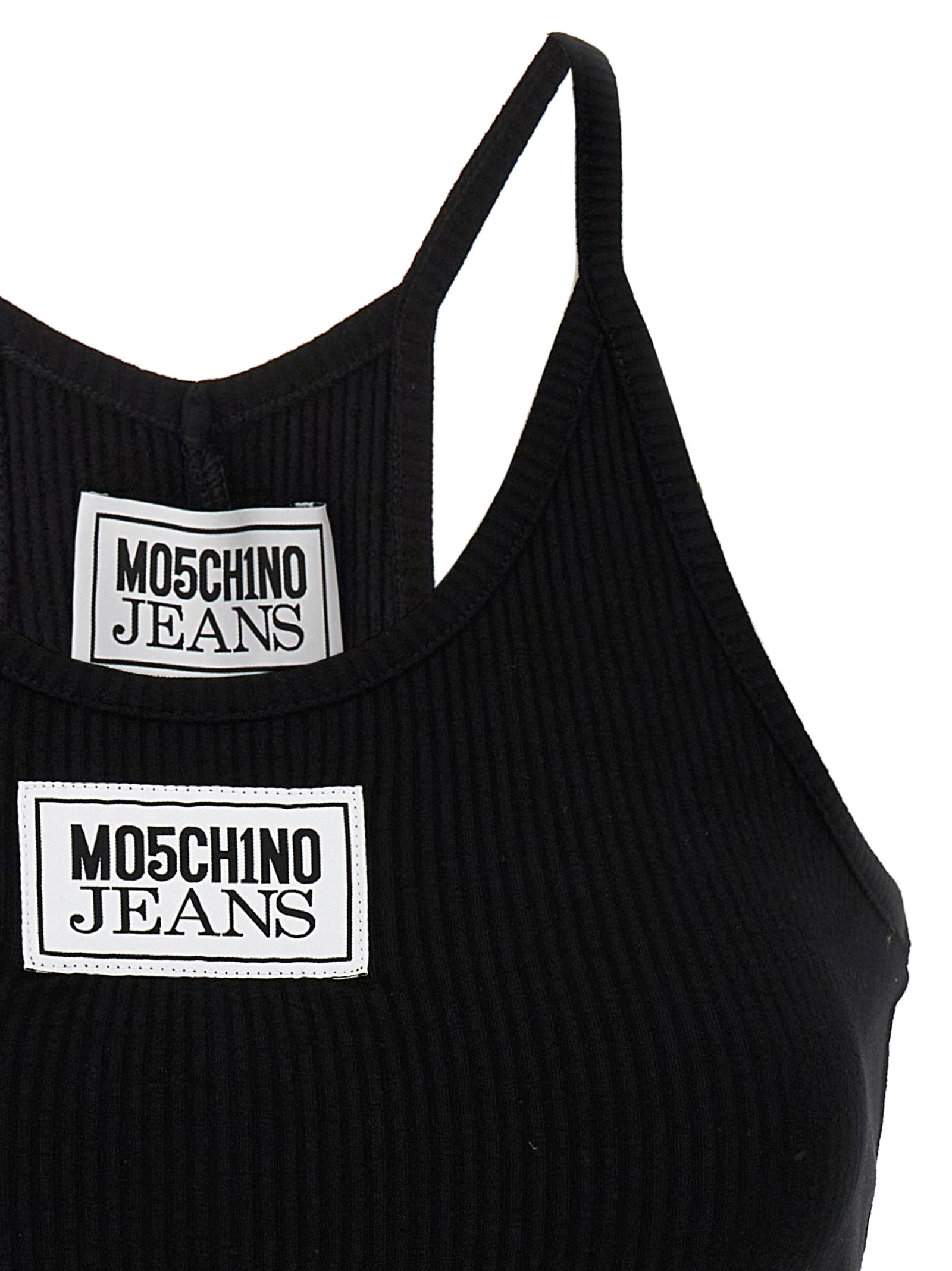 Mo5Ch1No Jeans Logo Ribbed Top