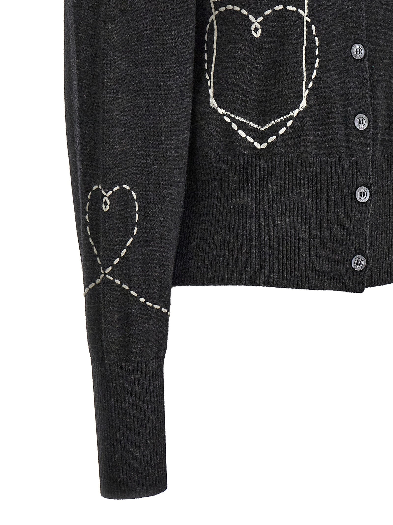 Mo5Ch1No Jeans Contrast Embroidery Cardigan