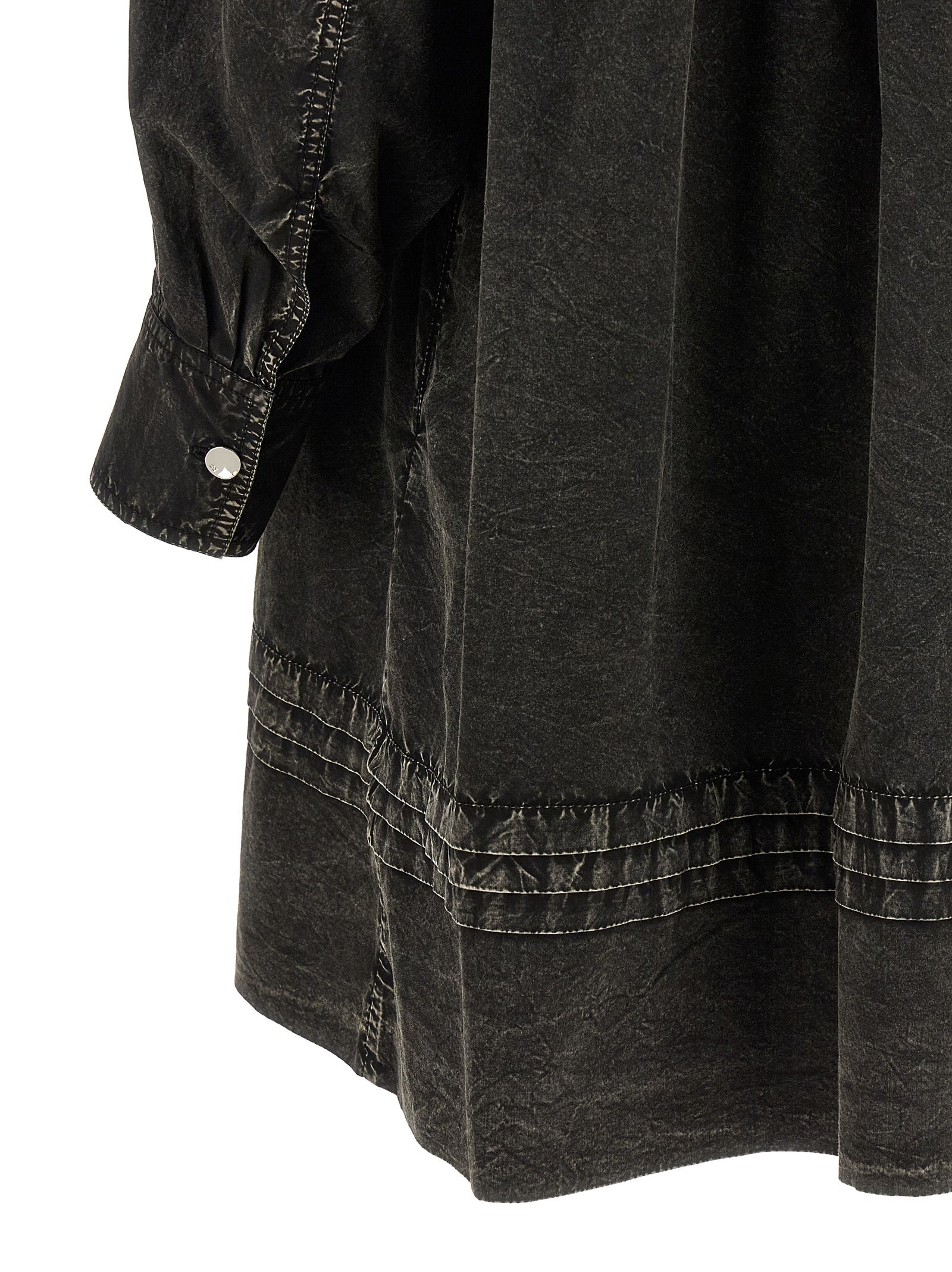Ganni 'Black Washed Mini Shirt' Dress