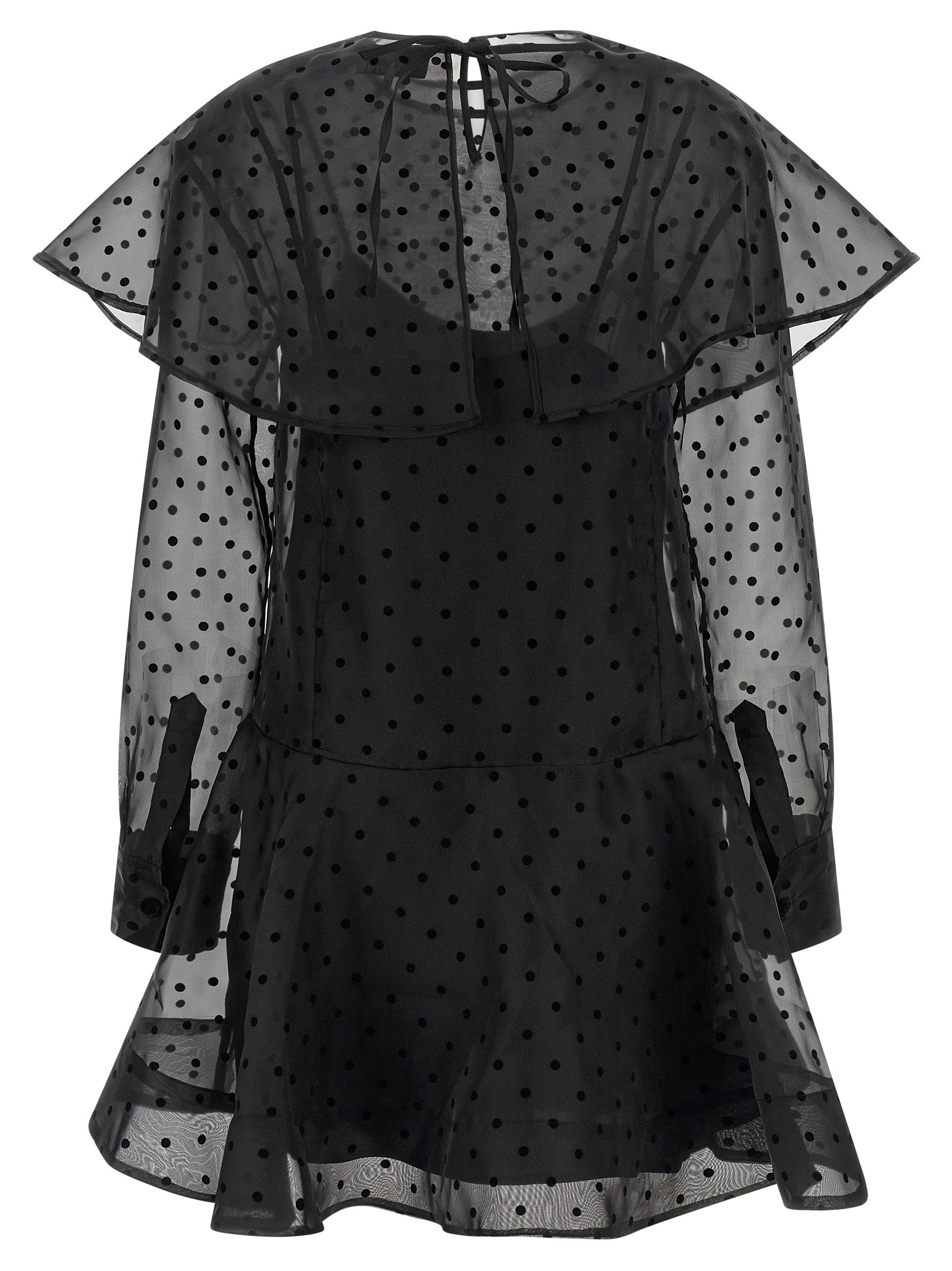 Ganni 'Black Organza Circle Collar' Dress