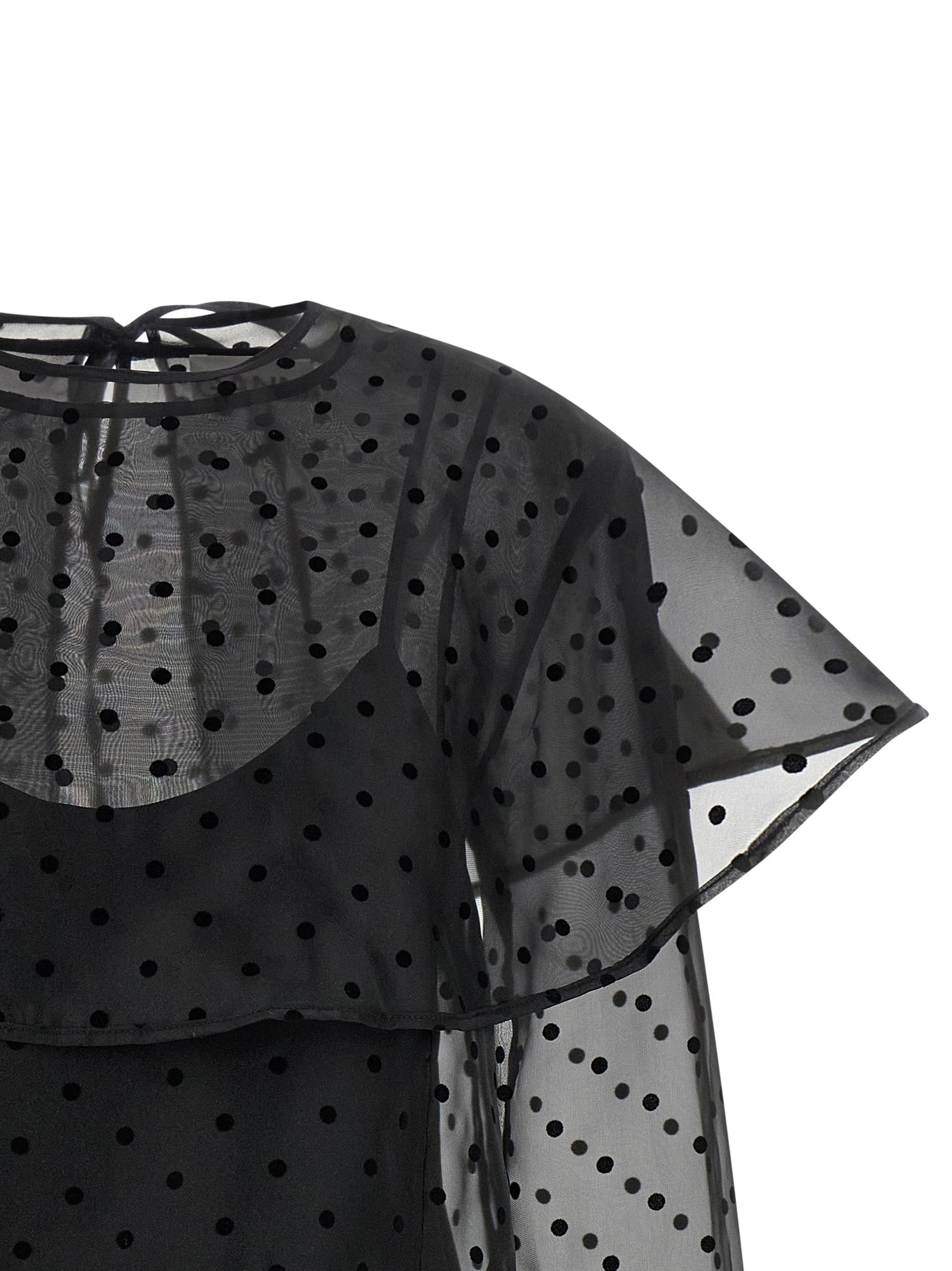 Ganni 'Black Organza Circle Collar' Dress