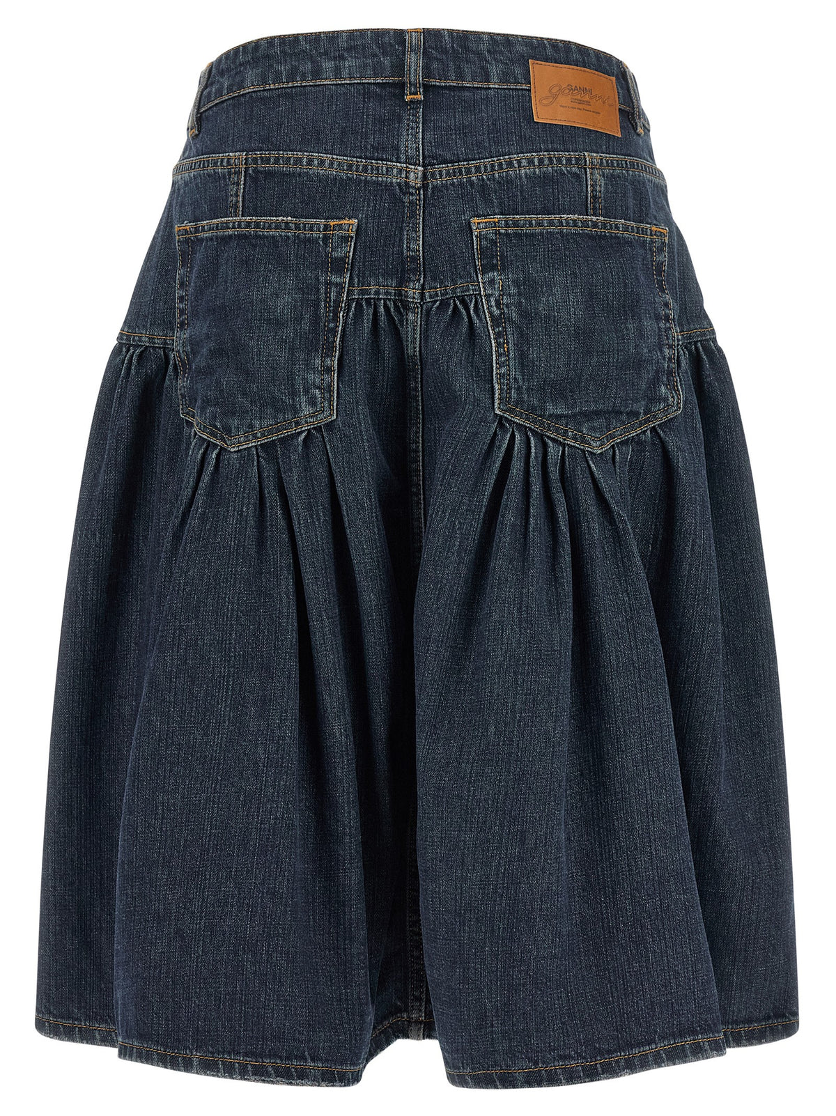 Ganni Blue Slub Denim Skirt