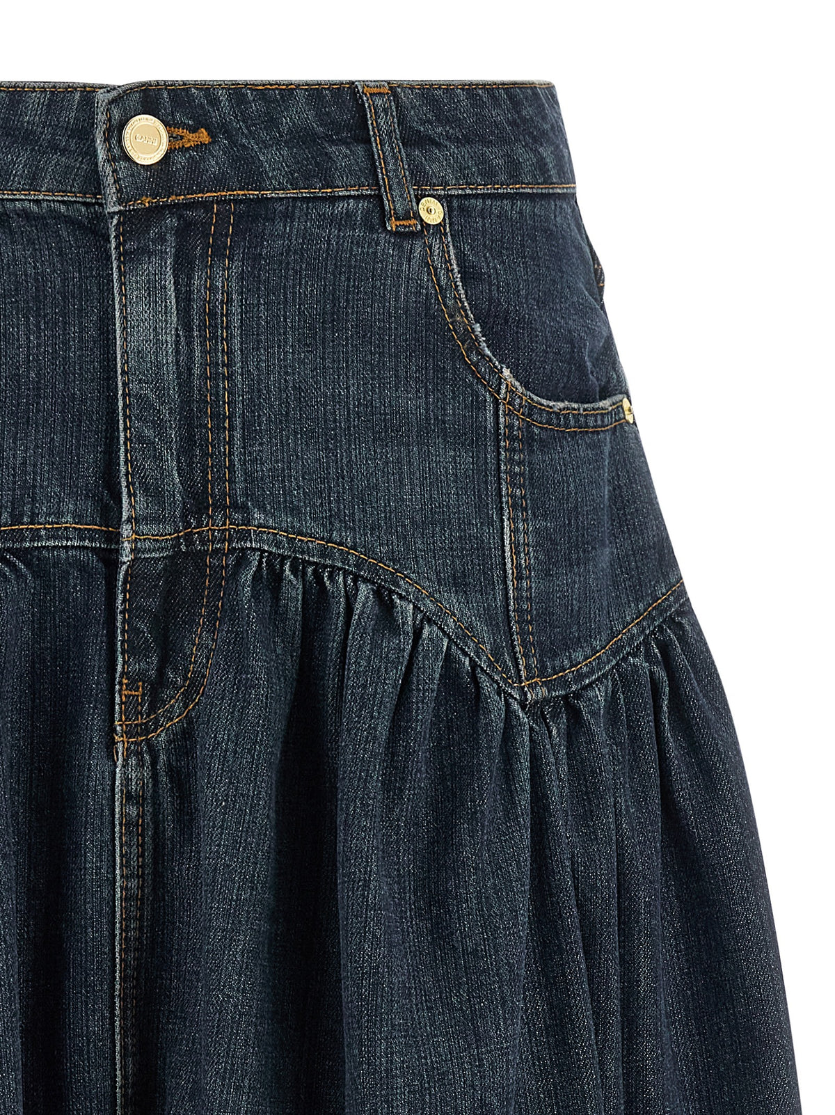 Ganni Blue Slub Denim Skirt