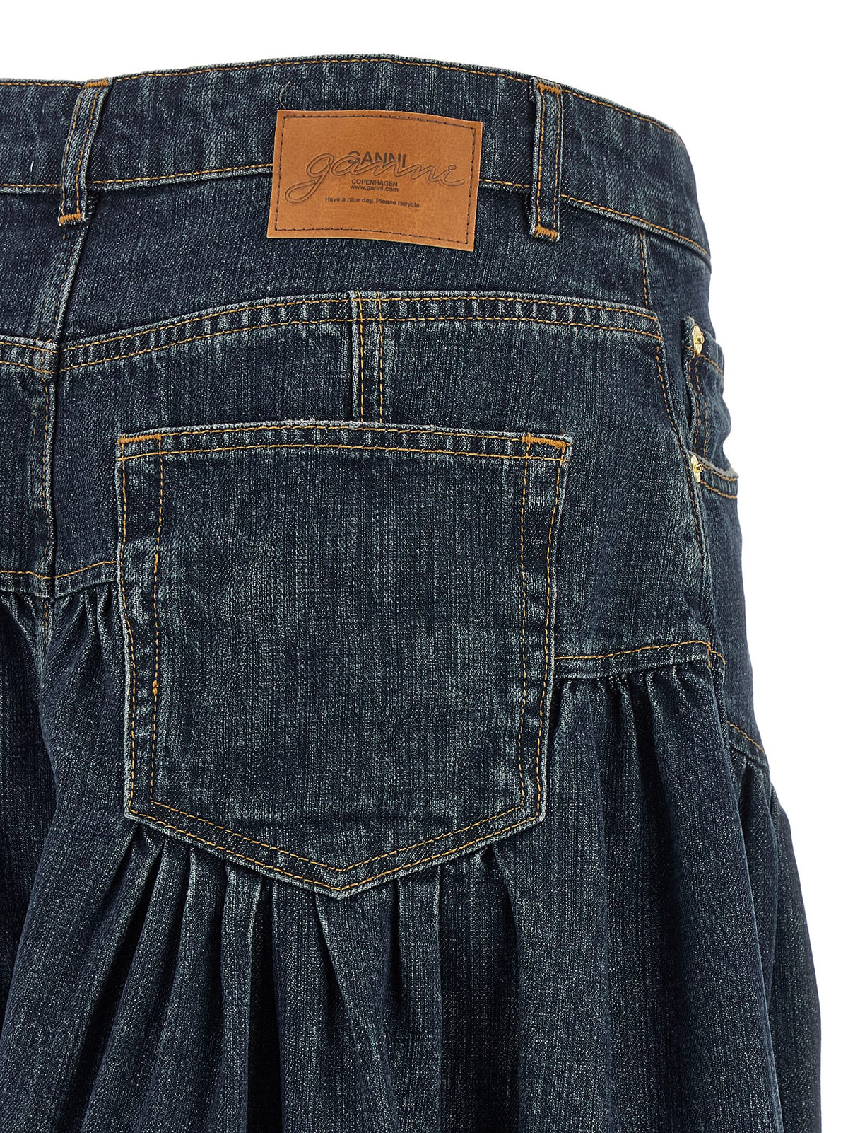 Ganni Blue Slub Denim Skirt