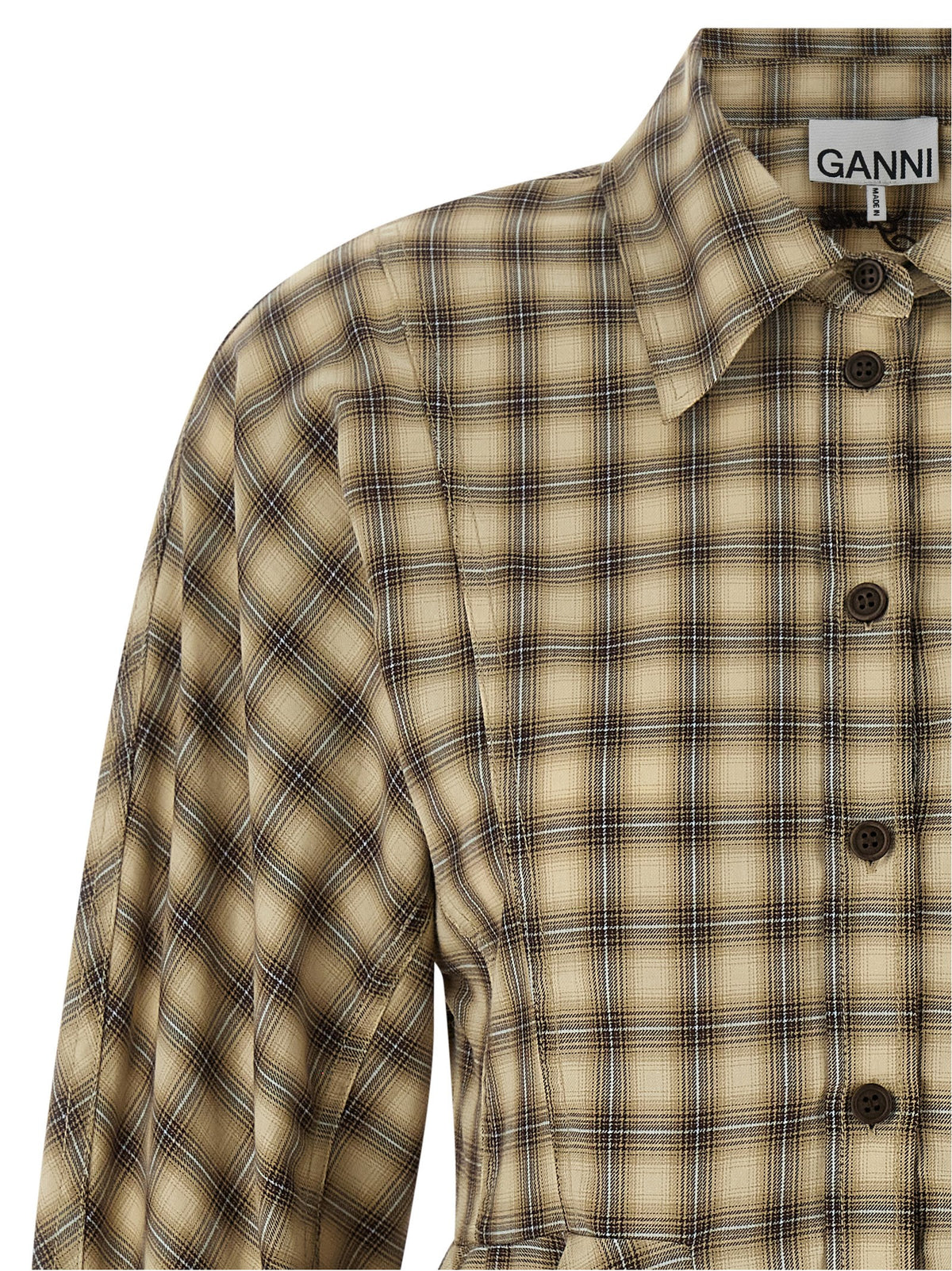 Ganni 'Check Flannel Peplum' Shirt