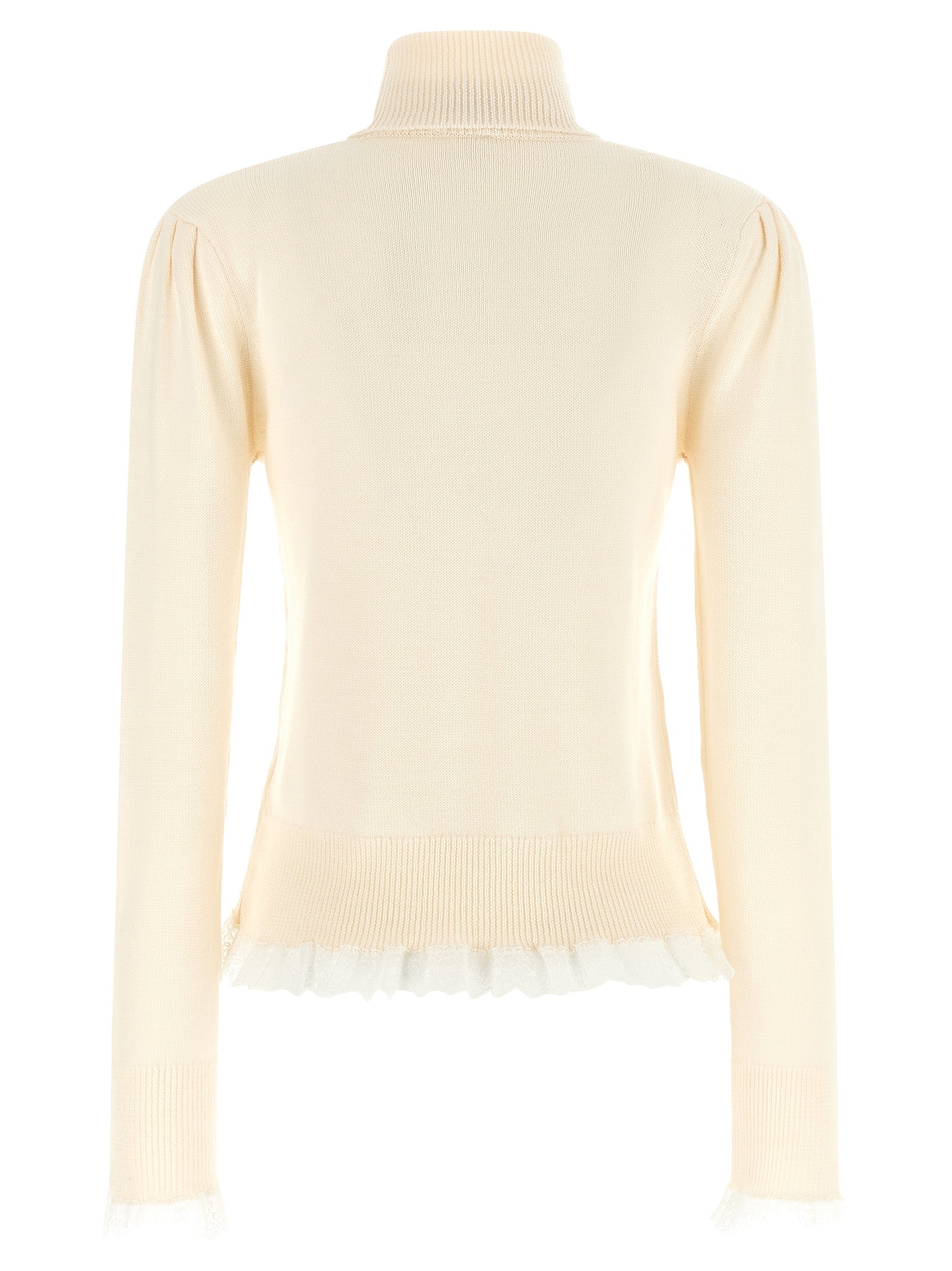 Ganni Ganni Turtleneck Sweater With Lace Trim