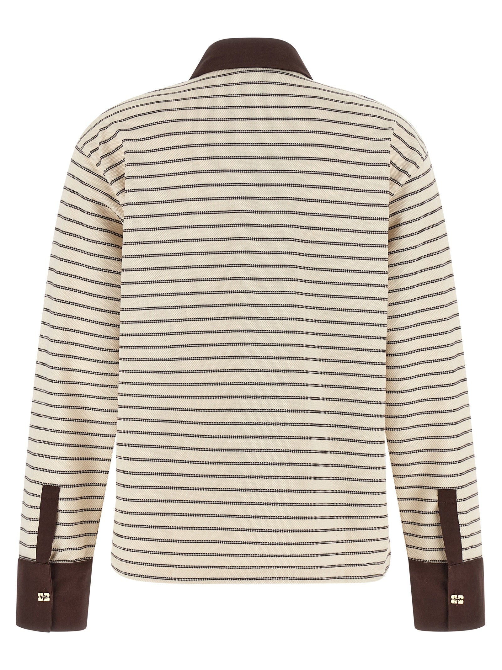 Ganni Striped Cotton Polo Shirt