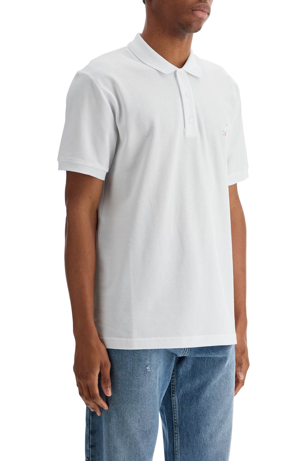 Moschino White Cotton Polo With Delicate Embroidery