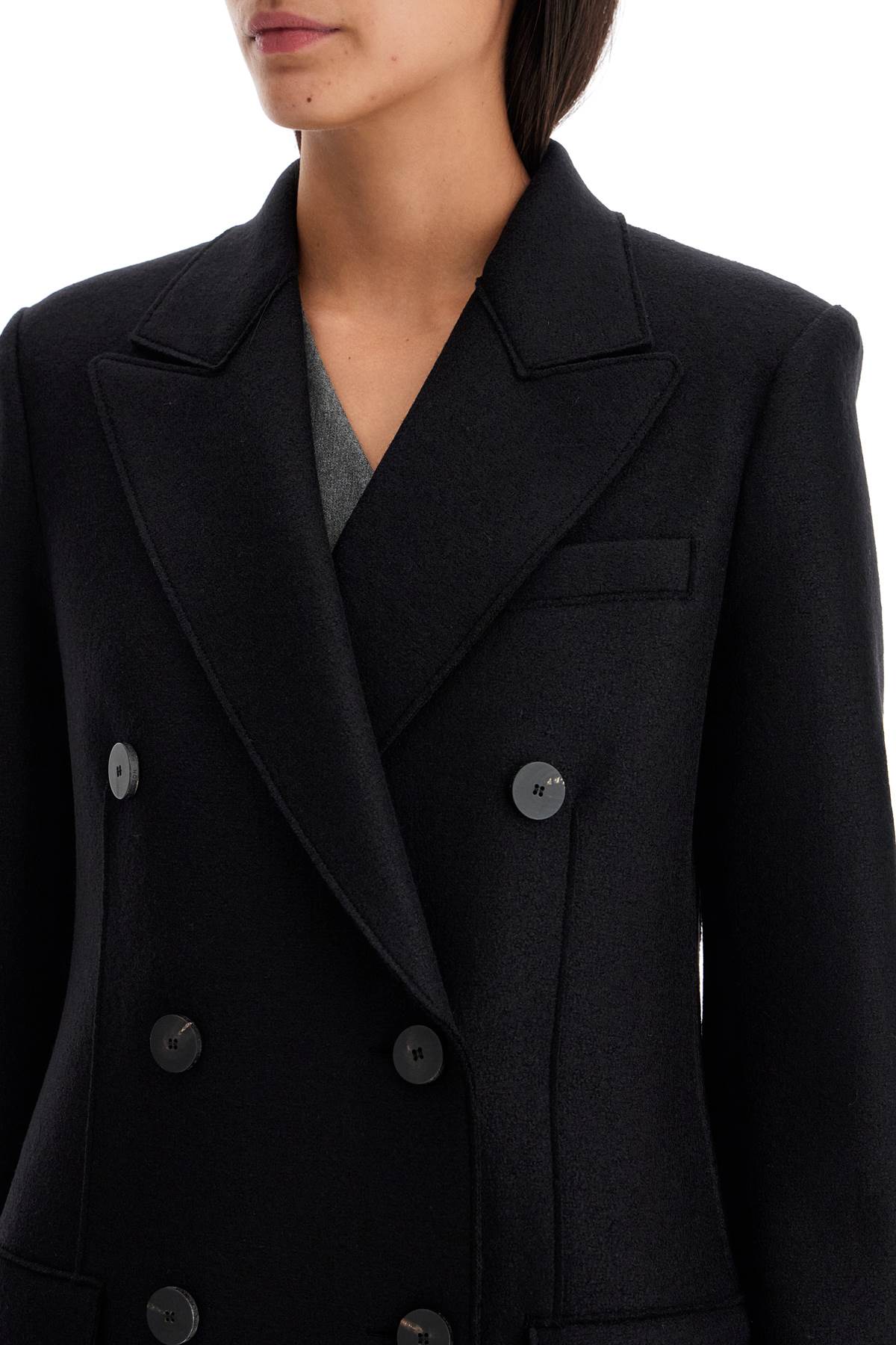 Harris Wharf London Double-Breasted Pressed Wool Coat