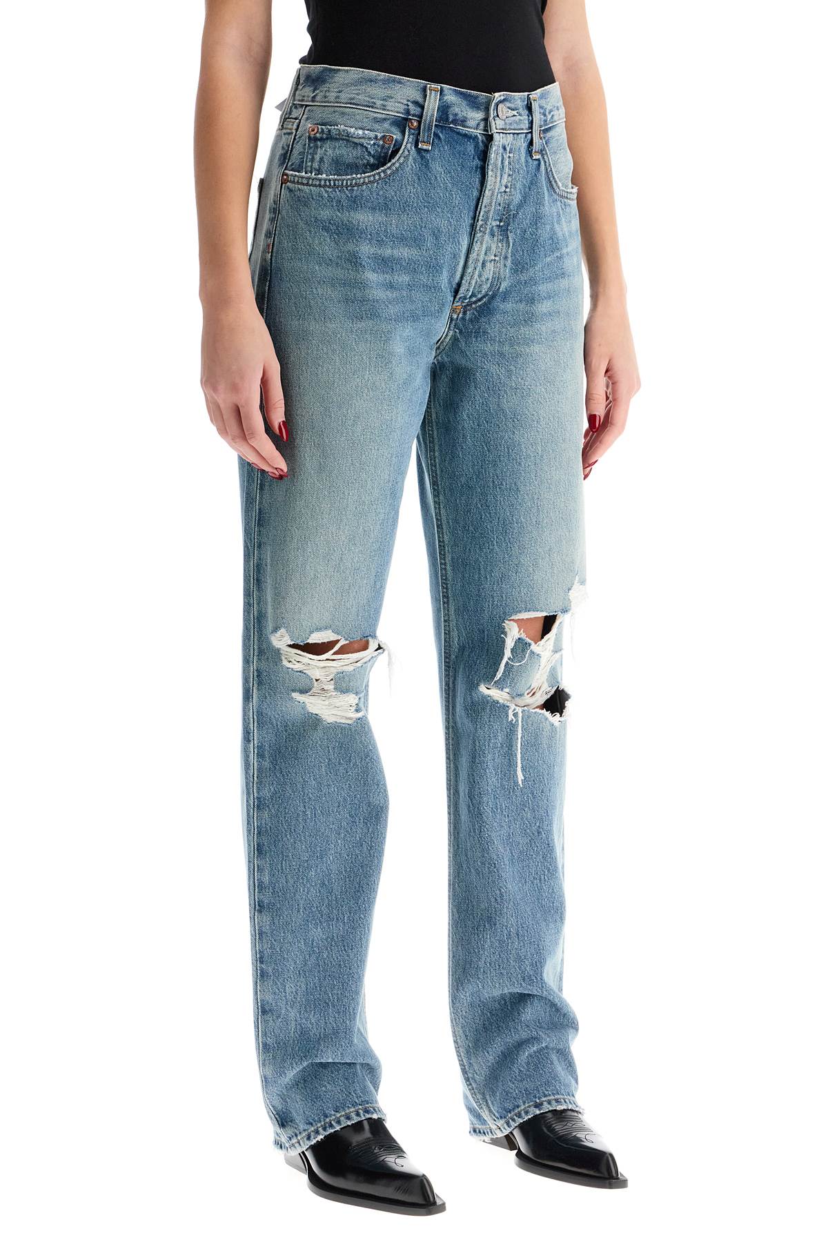 Agolde Relaxed Straight Fit Kelly Used Effect Jeans