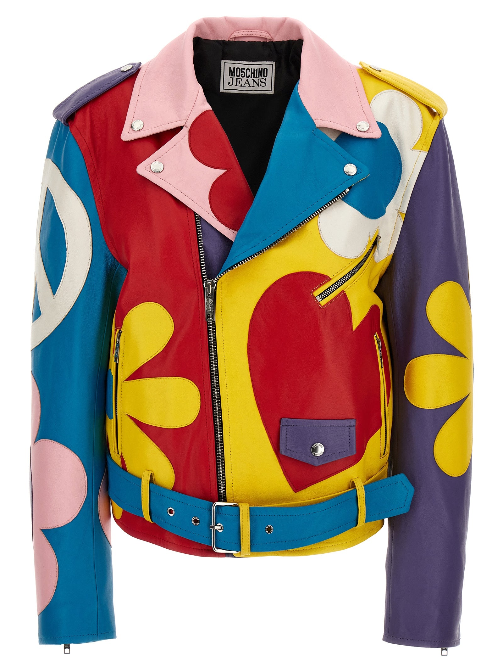 Mo5Ch1No Jeans Multicolor Biker Jacket