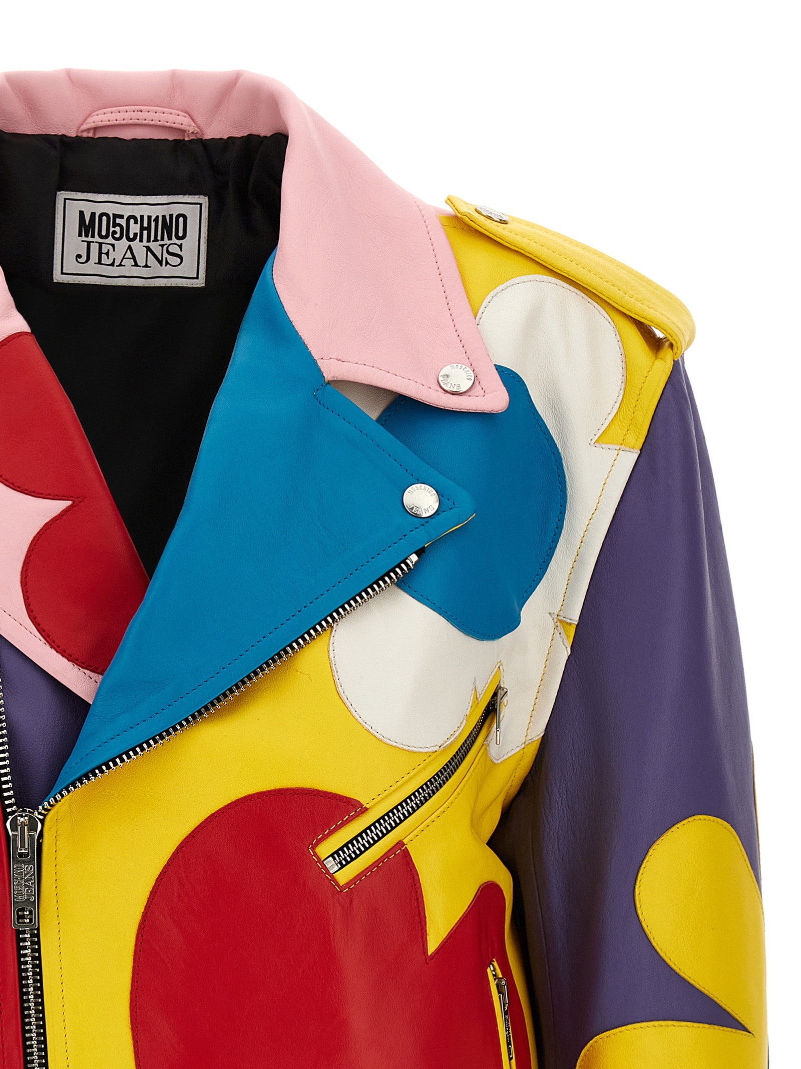 Mo5Ch1No Jeans Multicolor Biker Jacket