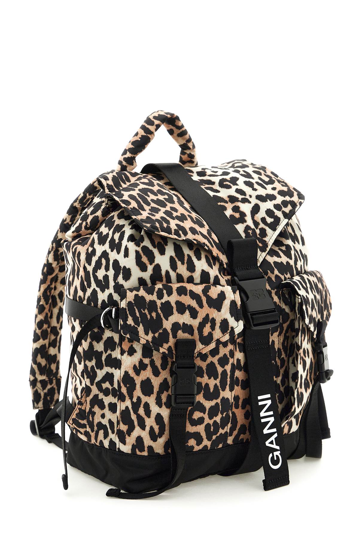 Ganni Animal Print Nylon Backpack