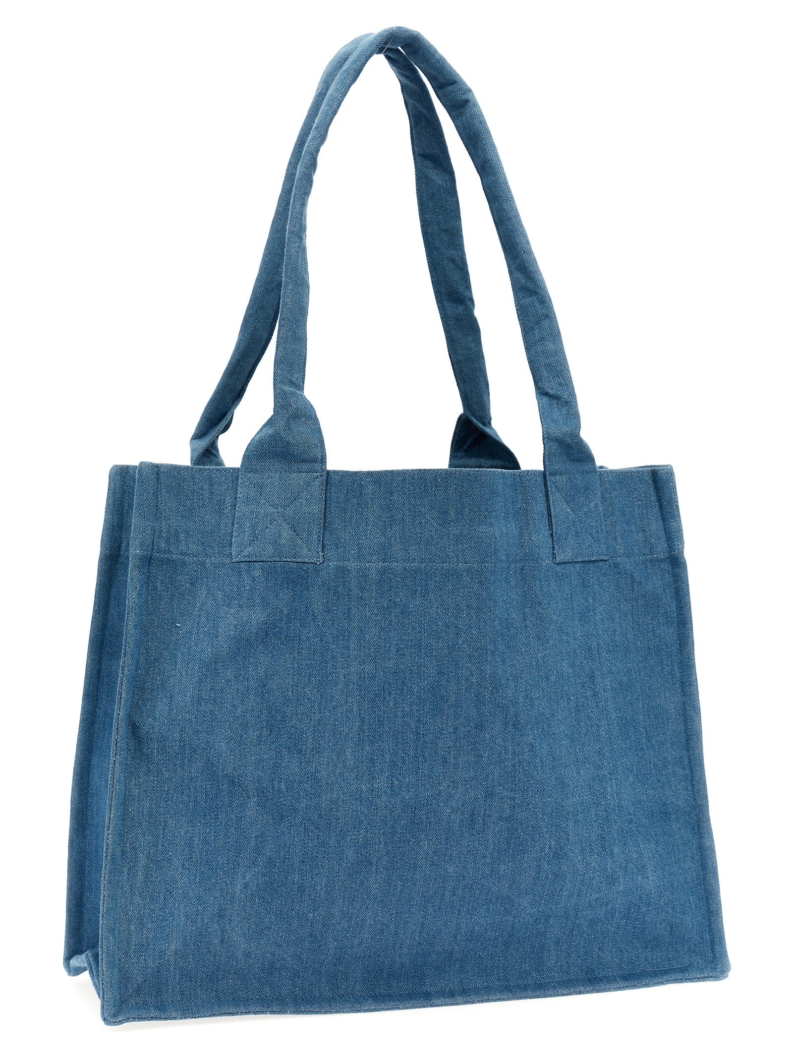 Ganni Logo Embroidery Denim Shopping Bag