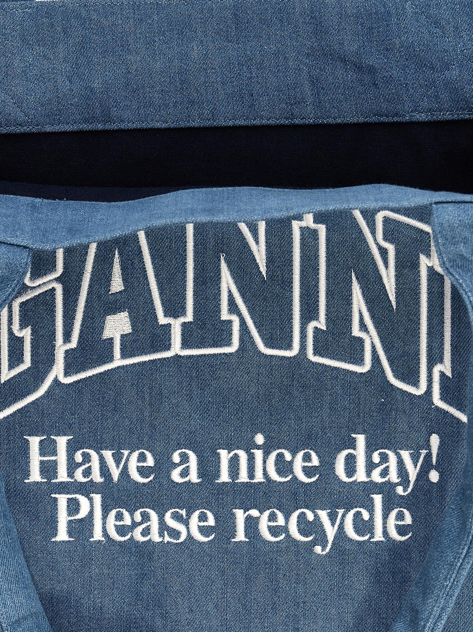 Ganni Logo Embroidery Denim Shopping Bag