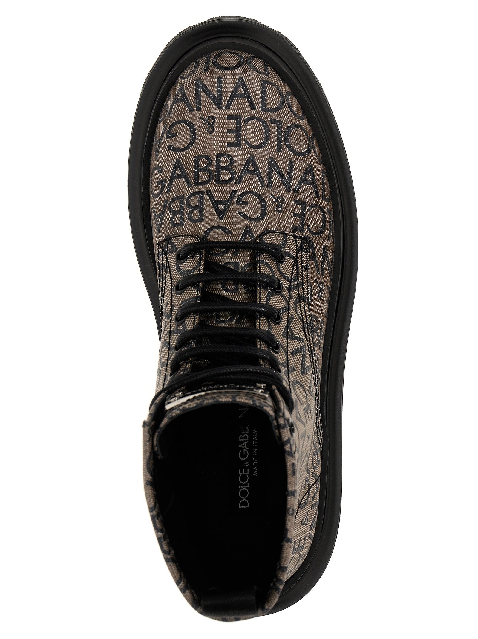 Dolce & Gabbana Jacquard Logo Combat Boots