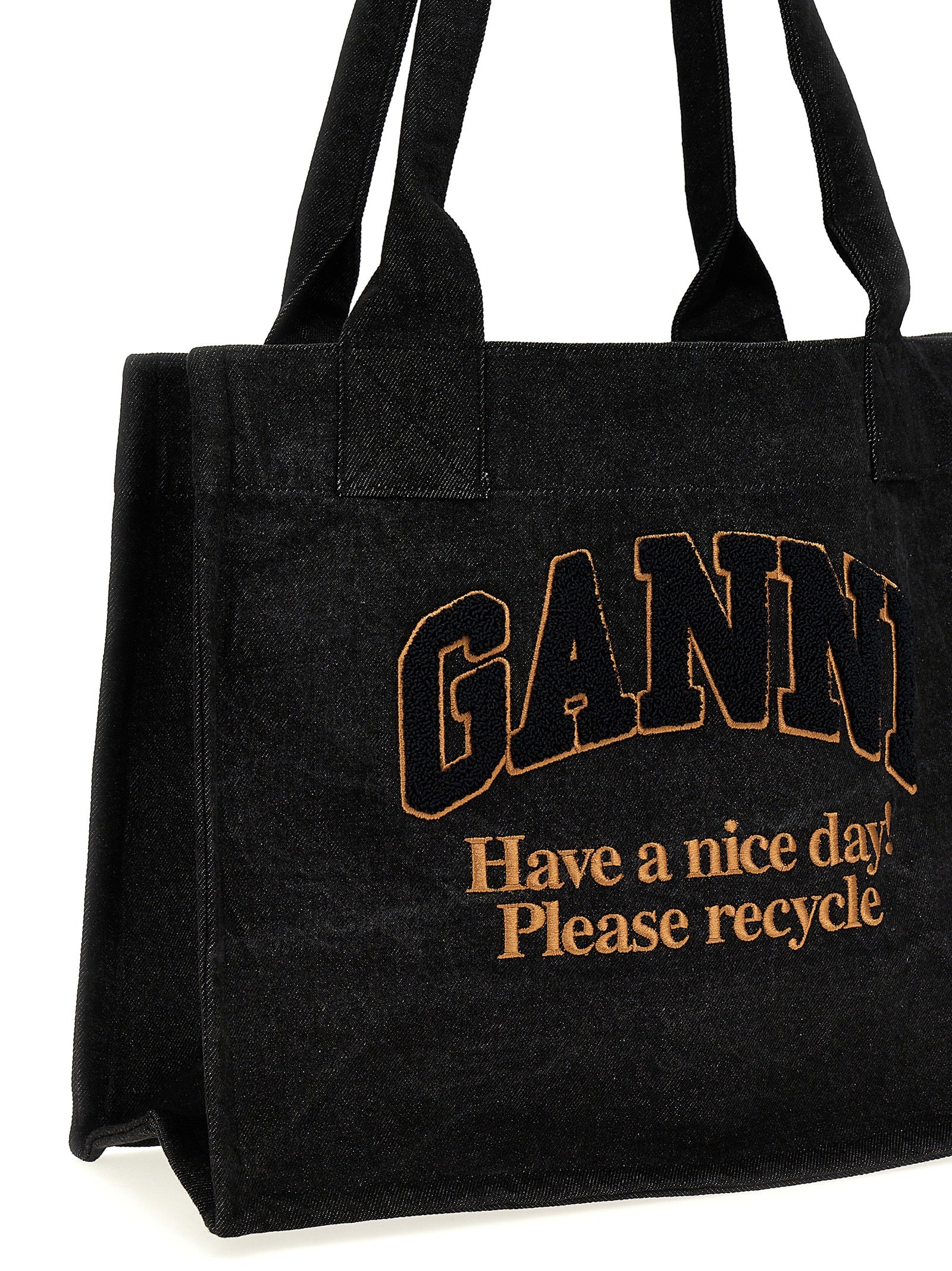 Ganni 'Large Easy Shopper Denim' Shopping Bag