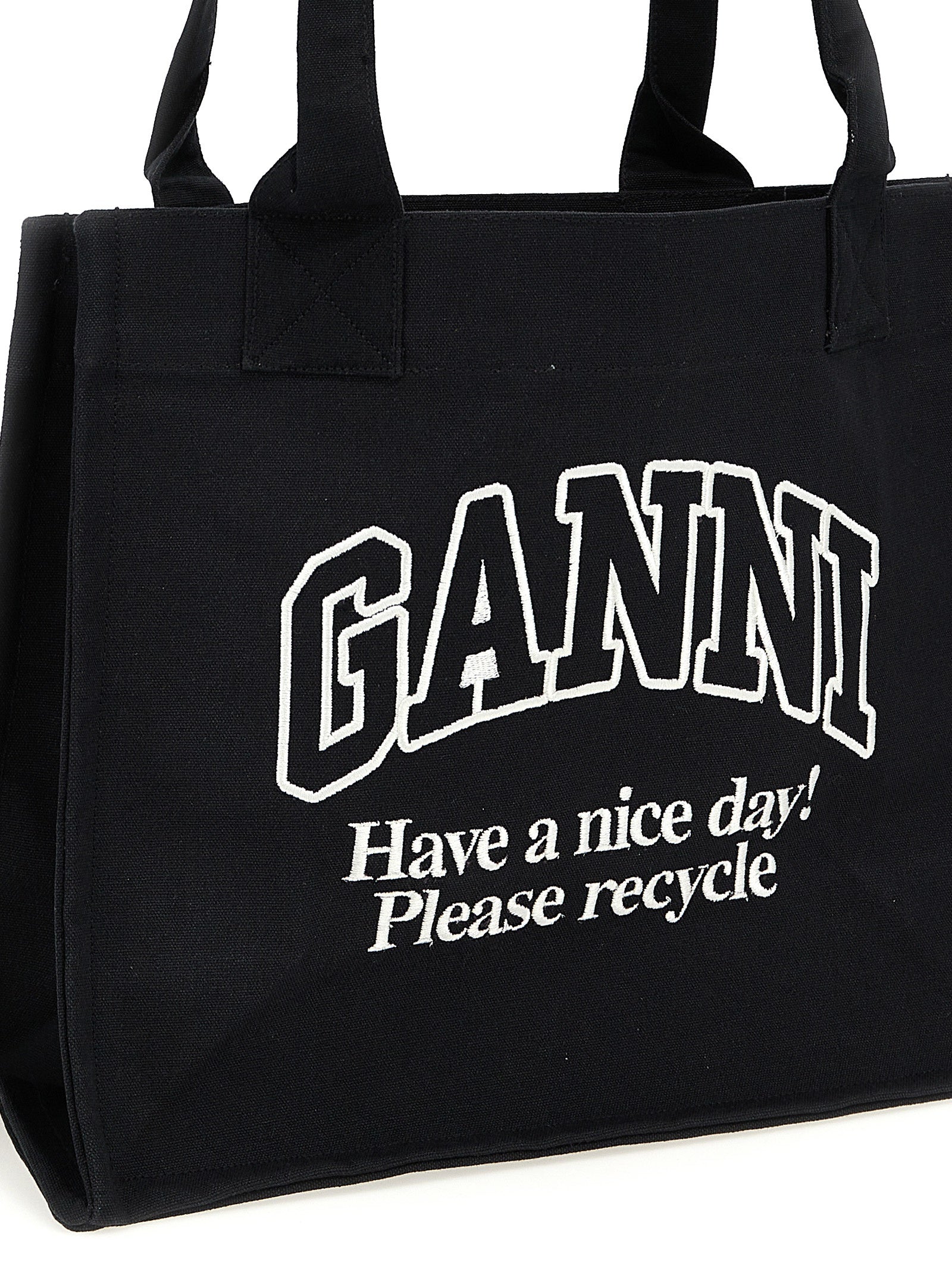 Ganni 'Large Easy Shopper Contrasted Logo' Shopping Bag