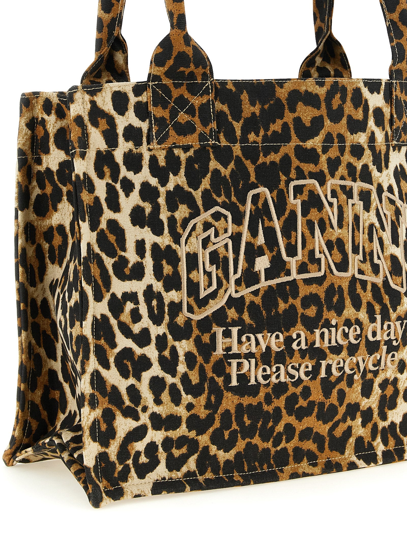 Ganni 'Leopard' Large Shopping Bag