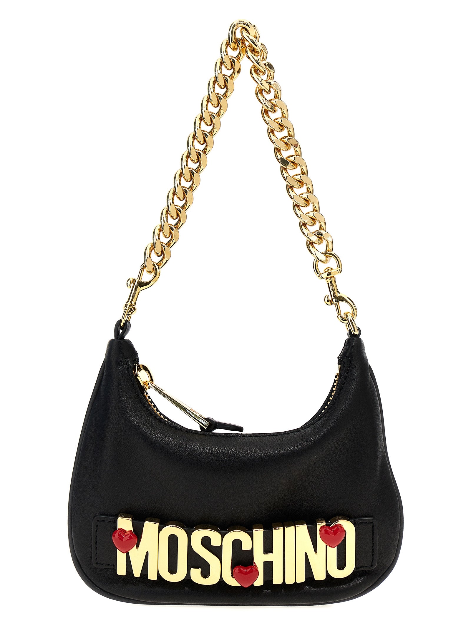 Moschino Logo Leather Shoulder Bag