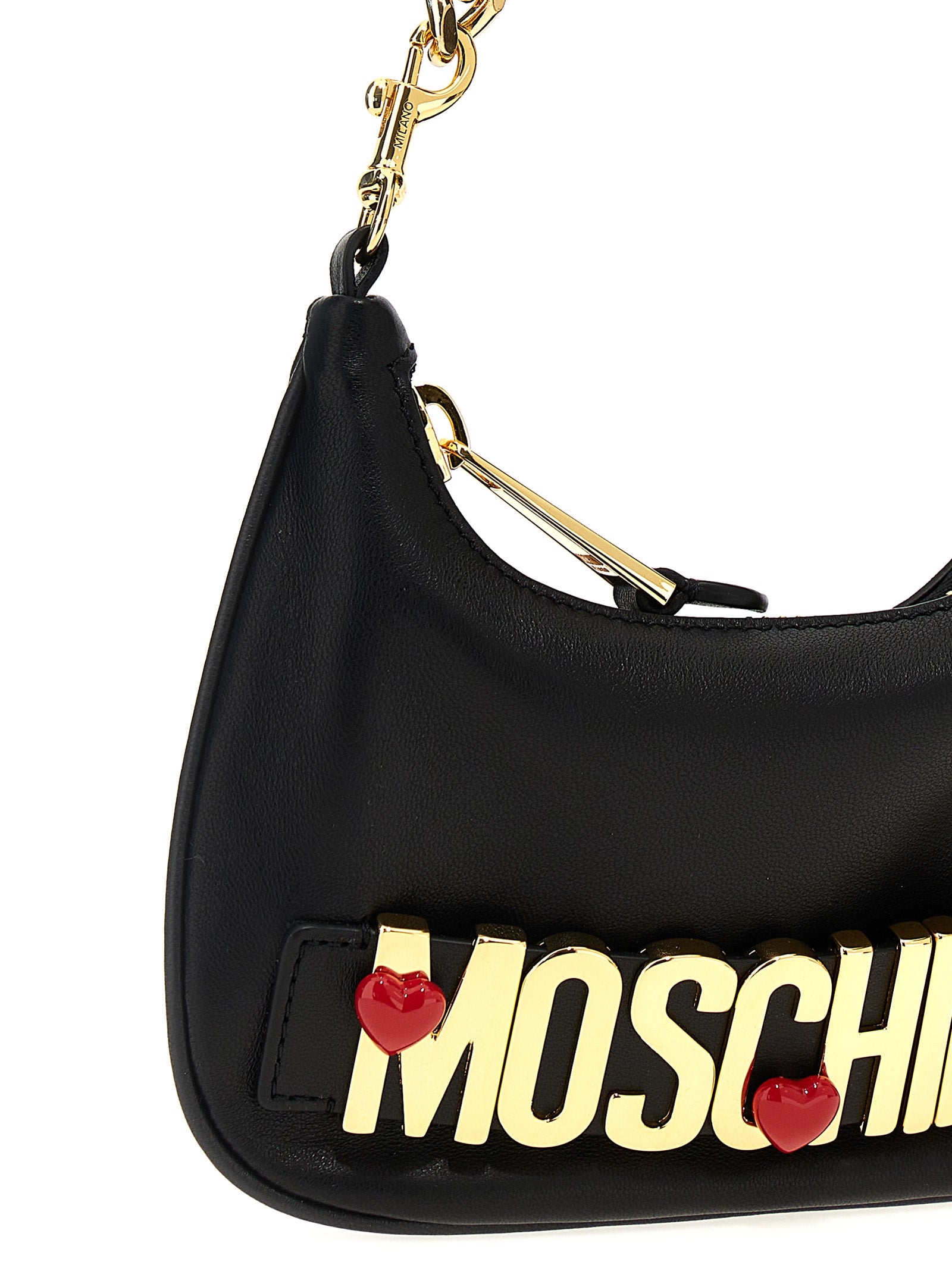 Moschino Logo Leather Shoulder Bag