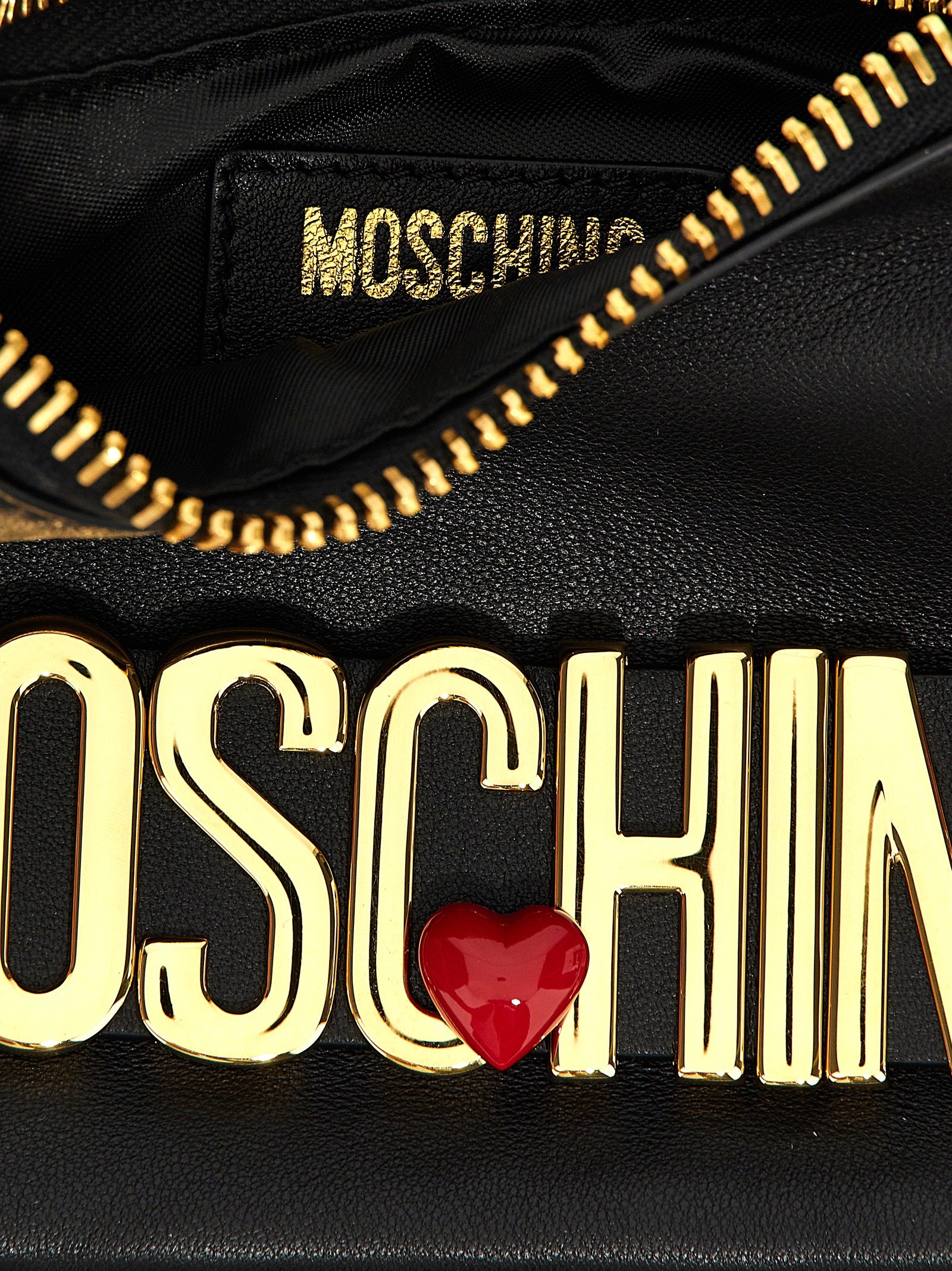 Moschino Logo Leather Shoulder Bag