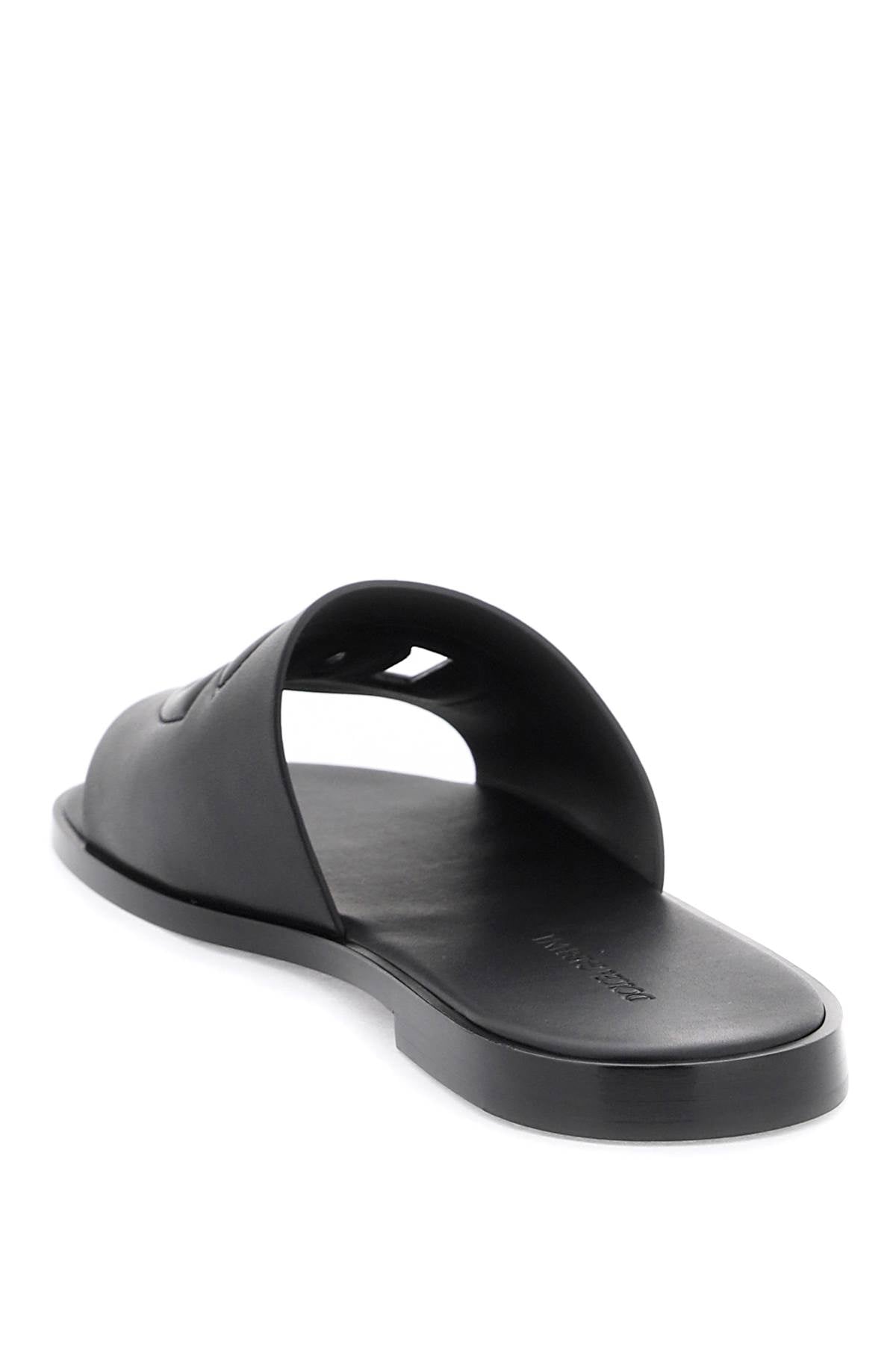 Dolce & Gabbana Leather Slides With Dg Cut-Out