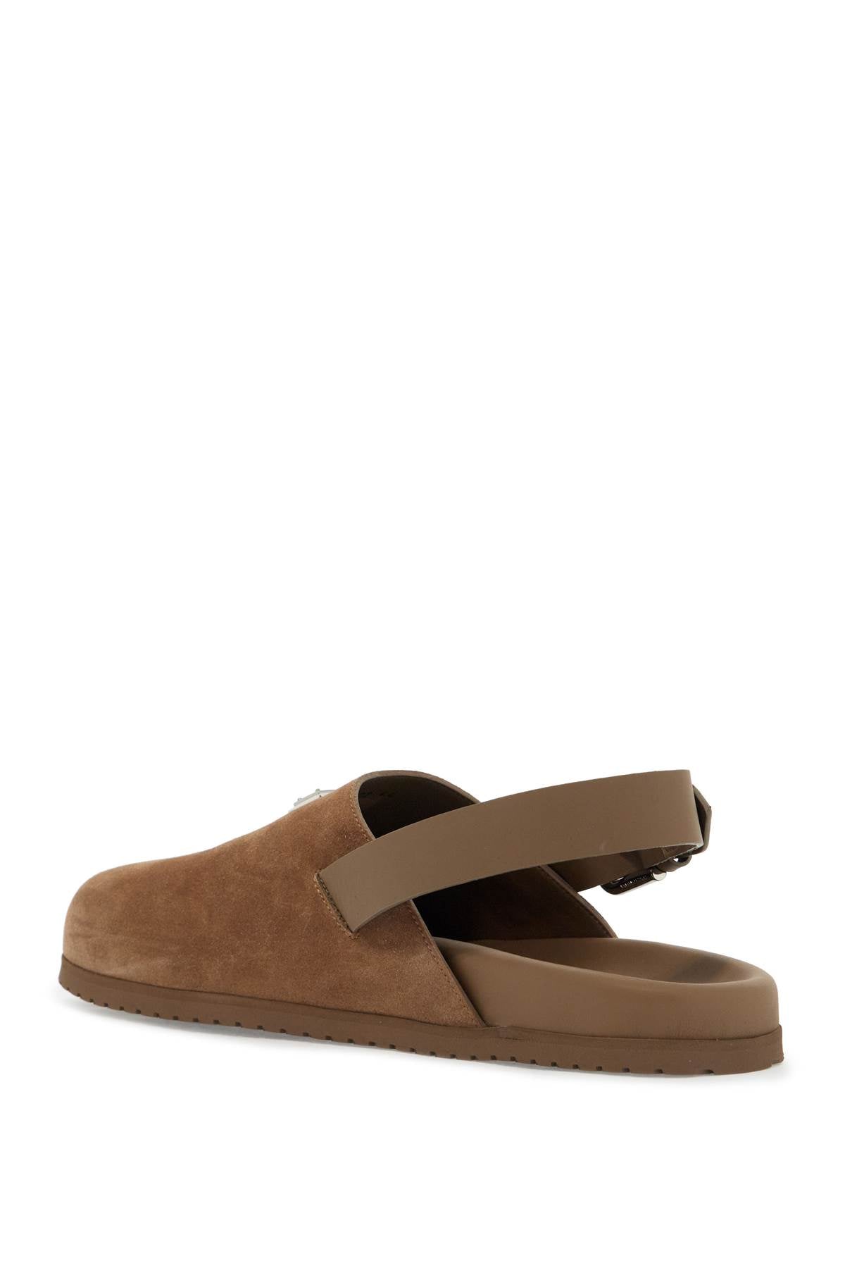 Dolce & Gabbana Suede Leather Clogs With Logo Plate