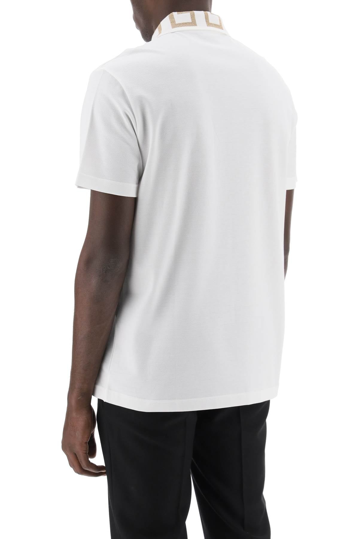 Versace Polo Shirt With Greca Collar White