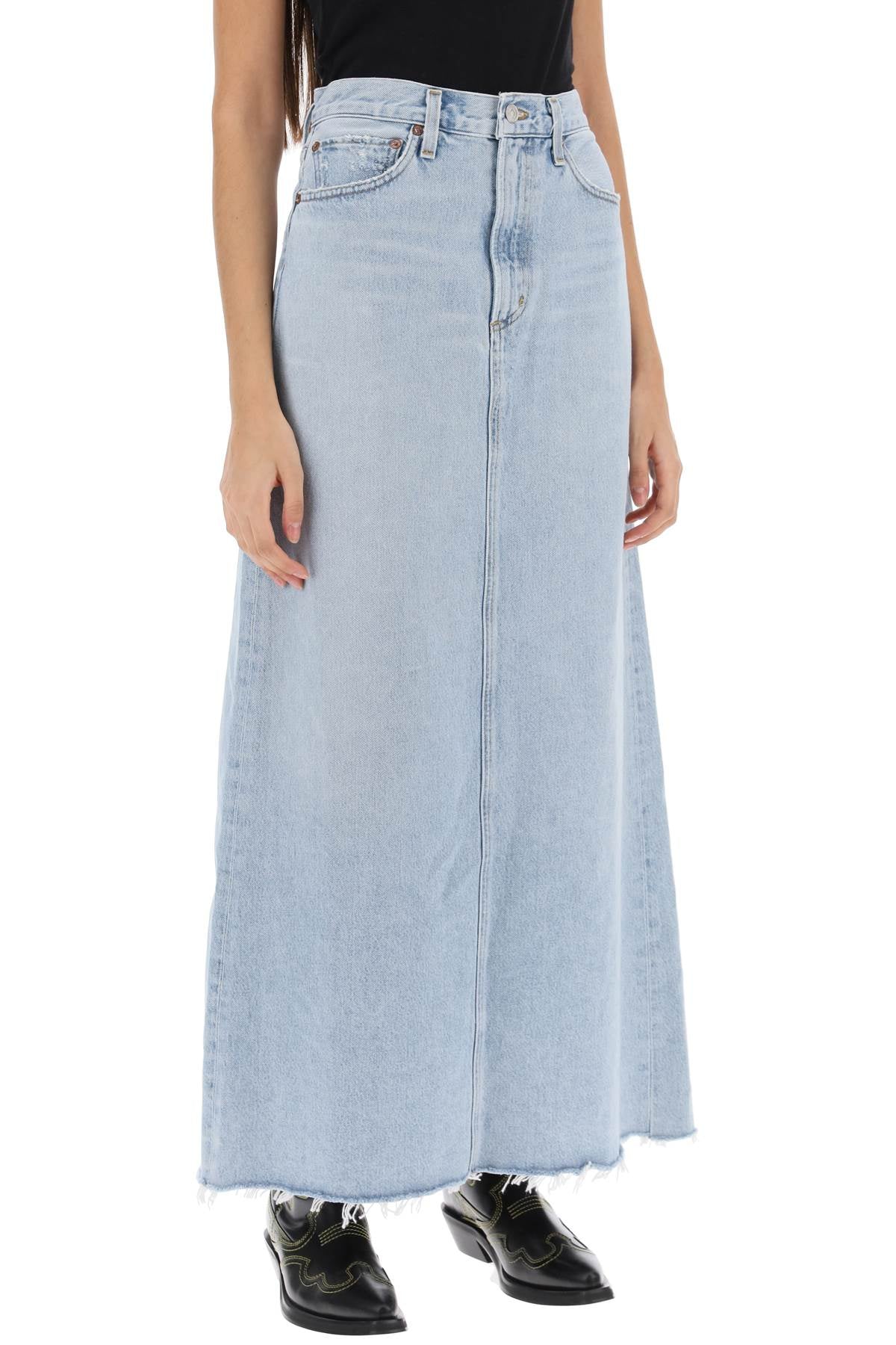 Agolde Hilla Maxi Skirt In Denim