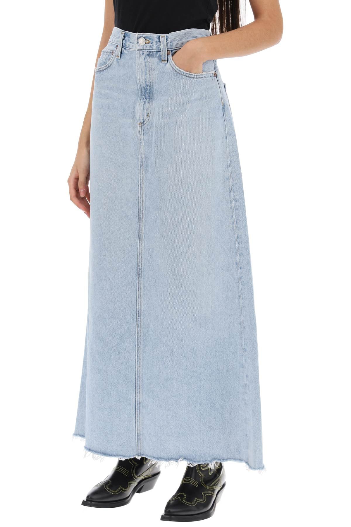 Agolde Hilla Maxi Skirt In Denim