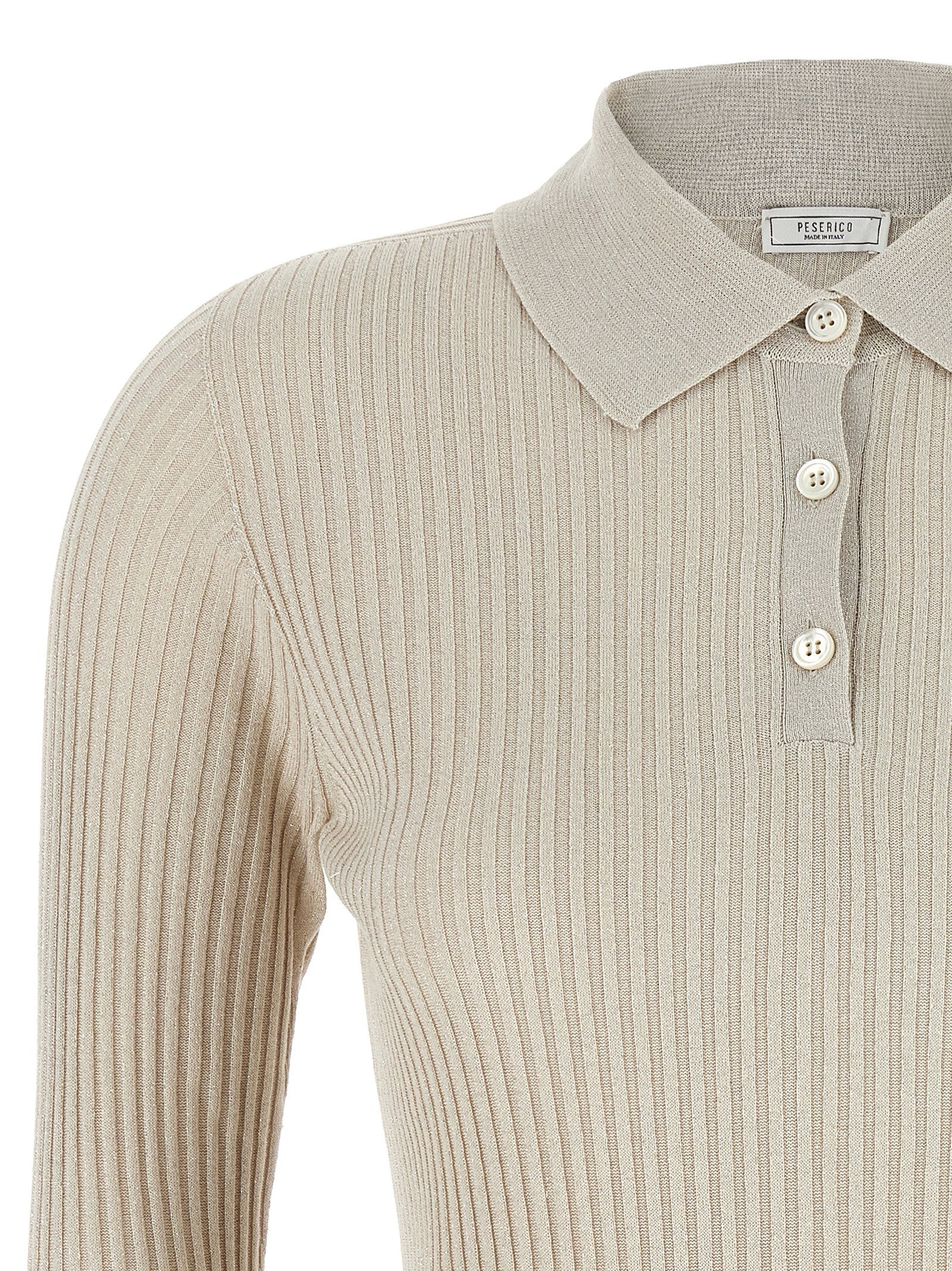 Peserico Lurex Ribbed Polo Shirt
