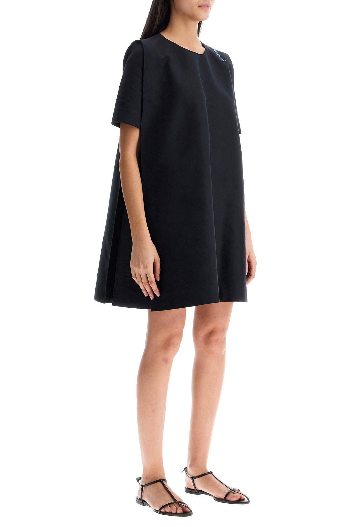 Marni Loose Dress With Wide Neckline Black Cotton Short Sleeve