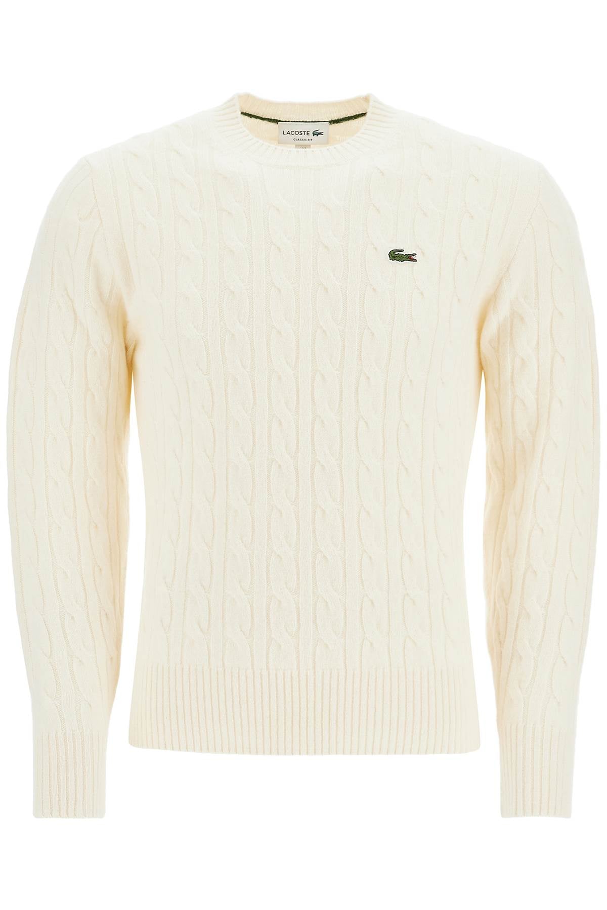 Lacoste Classic Fit Cable Knit Wool Pullover