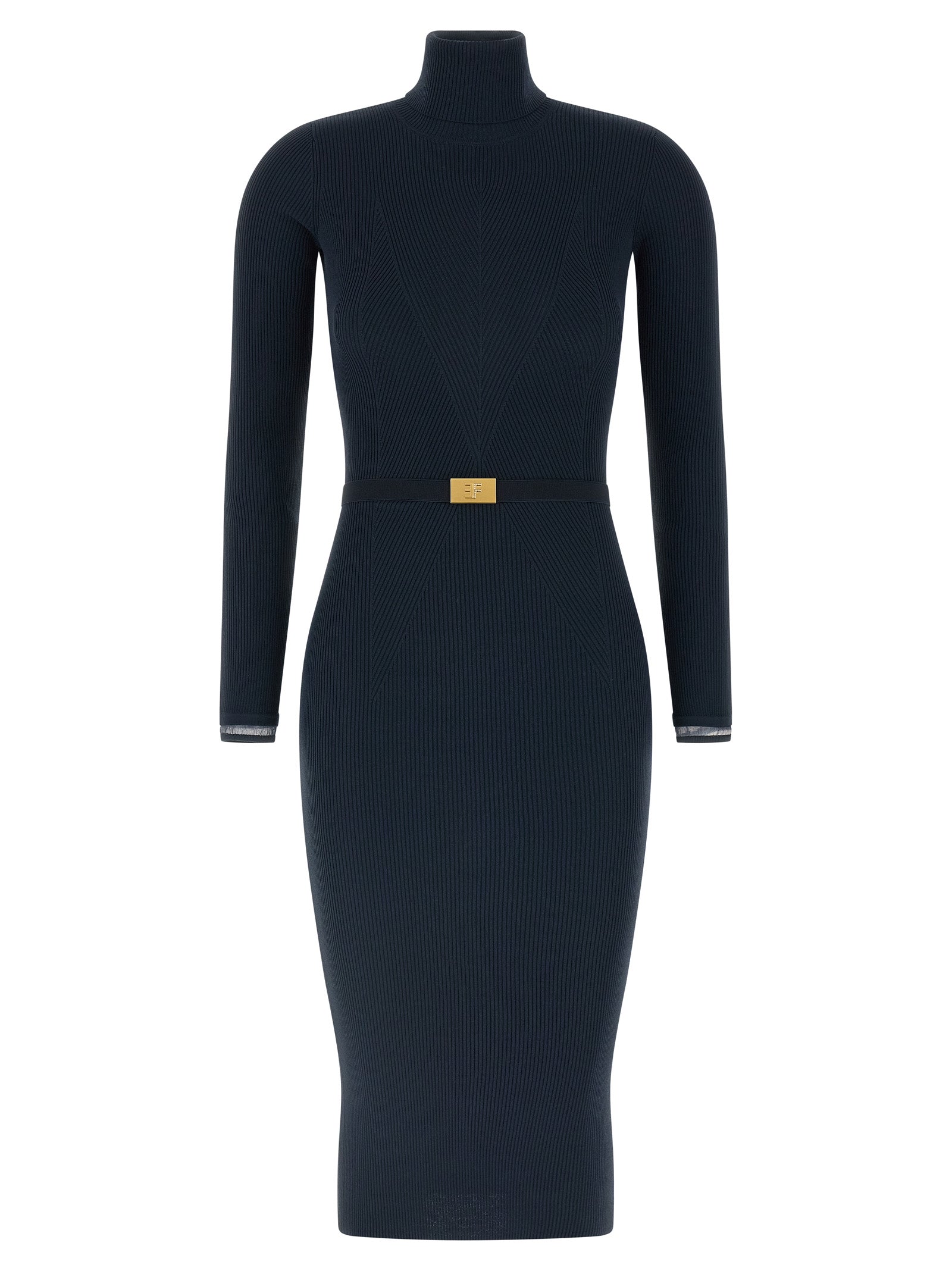 Elisabetta Franchi Logo Belt Dress